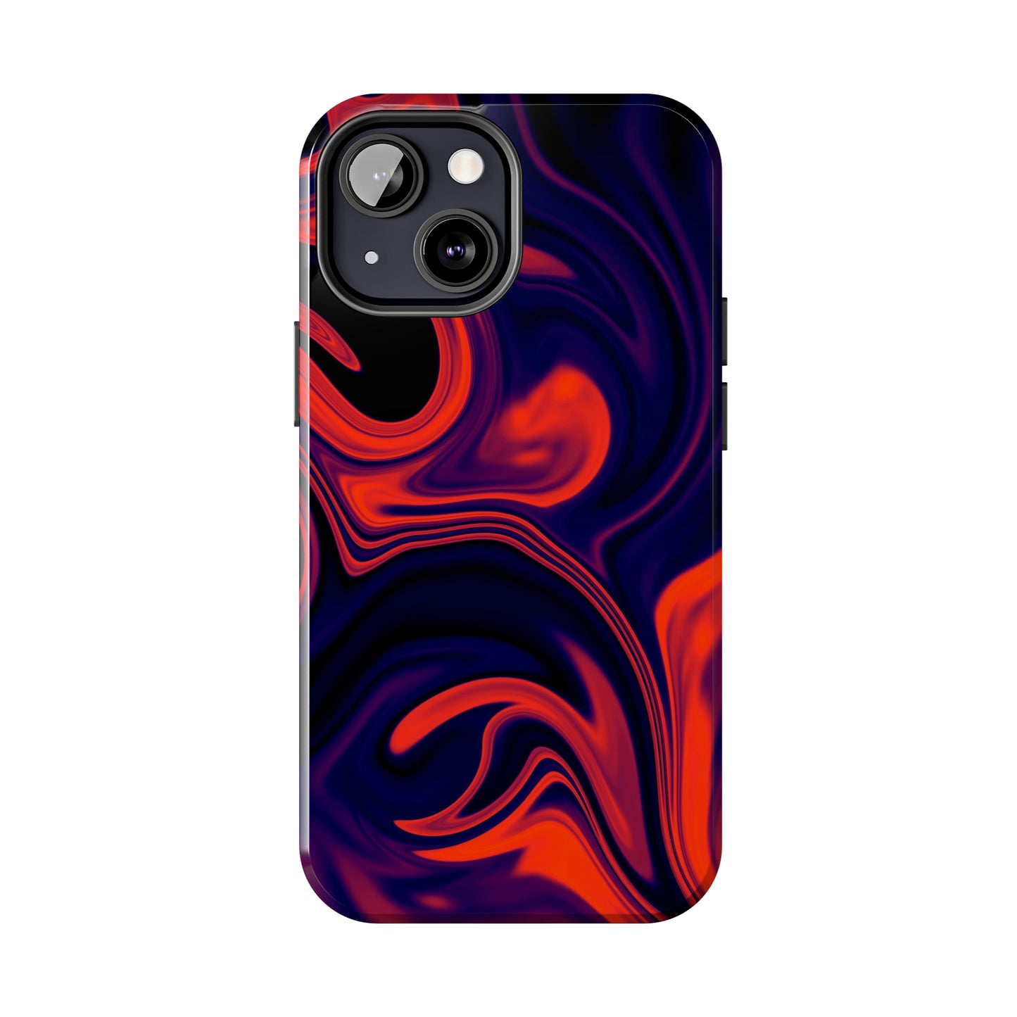 Orange & Navy blue liquid marble pattern Tough Case