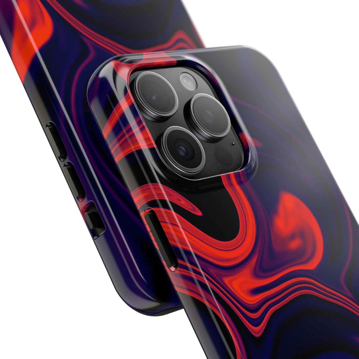 Orange & Navy blue liquid marble pattern Tough Case