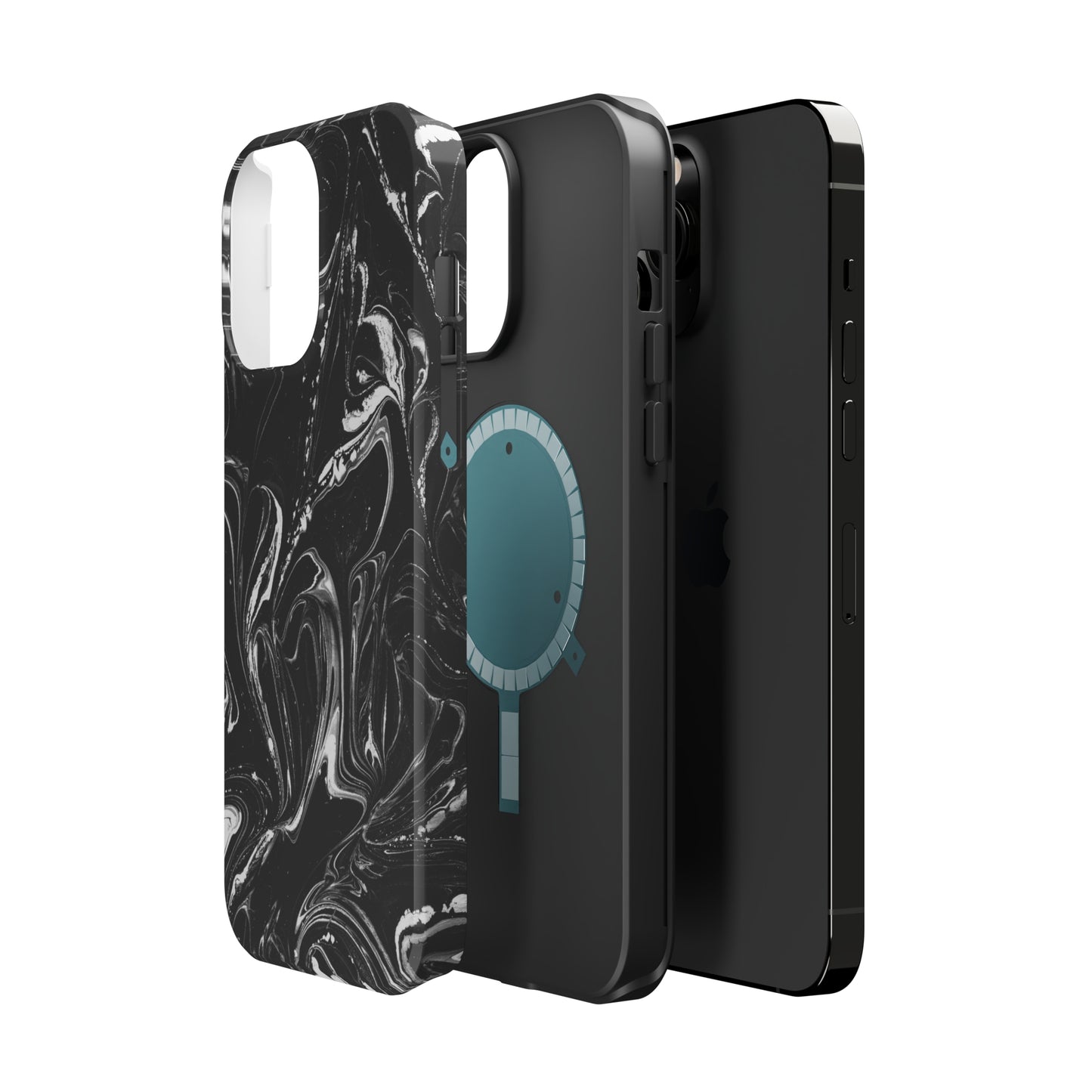 Grey & White liquid paint pattern MagSafe Tough Case