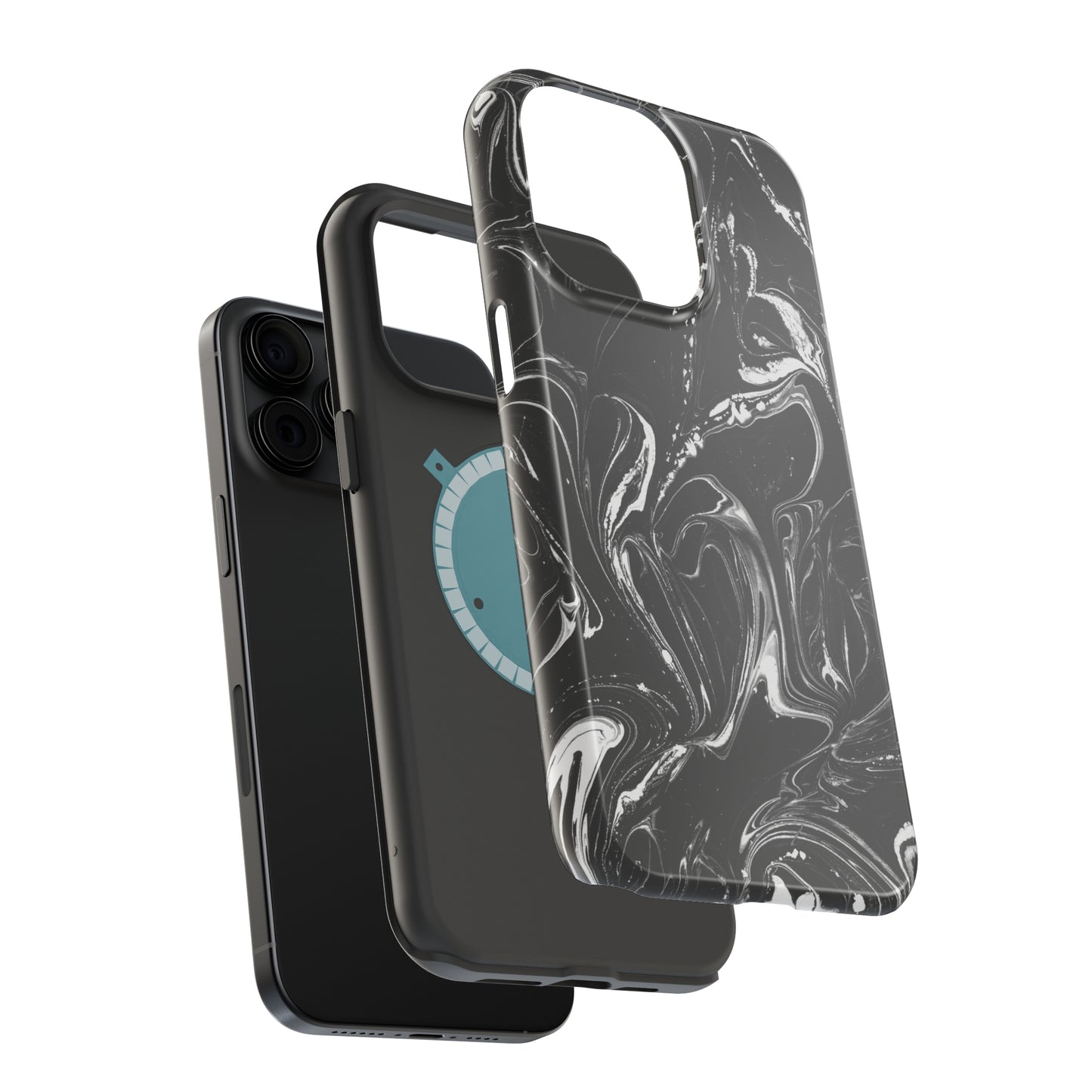 Grey & White liquid paint pattern MagSafe Tough Case