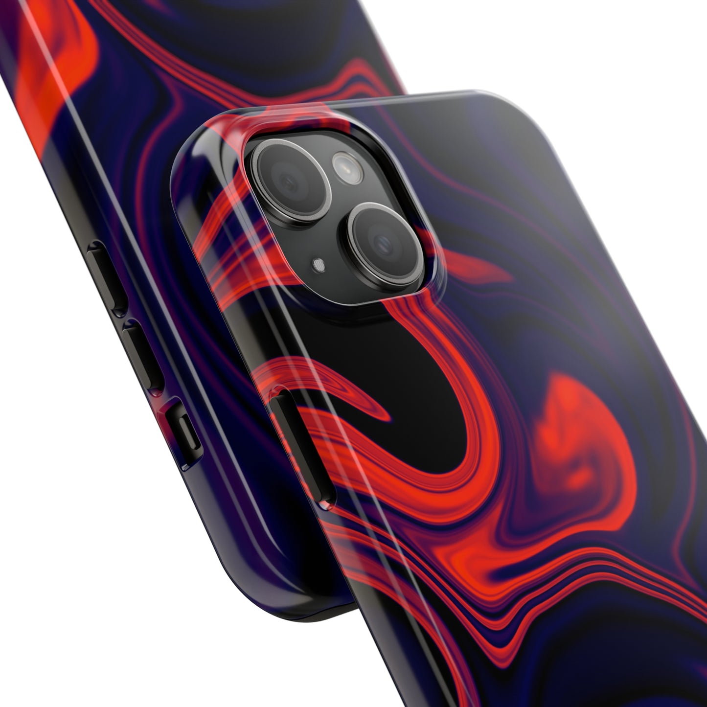 Orange & Navy blue liquid marble pattern Tough Case