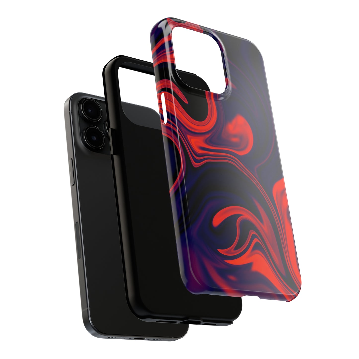 Orange & Navy blue liquid marble pattern Tough Case