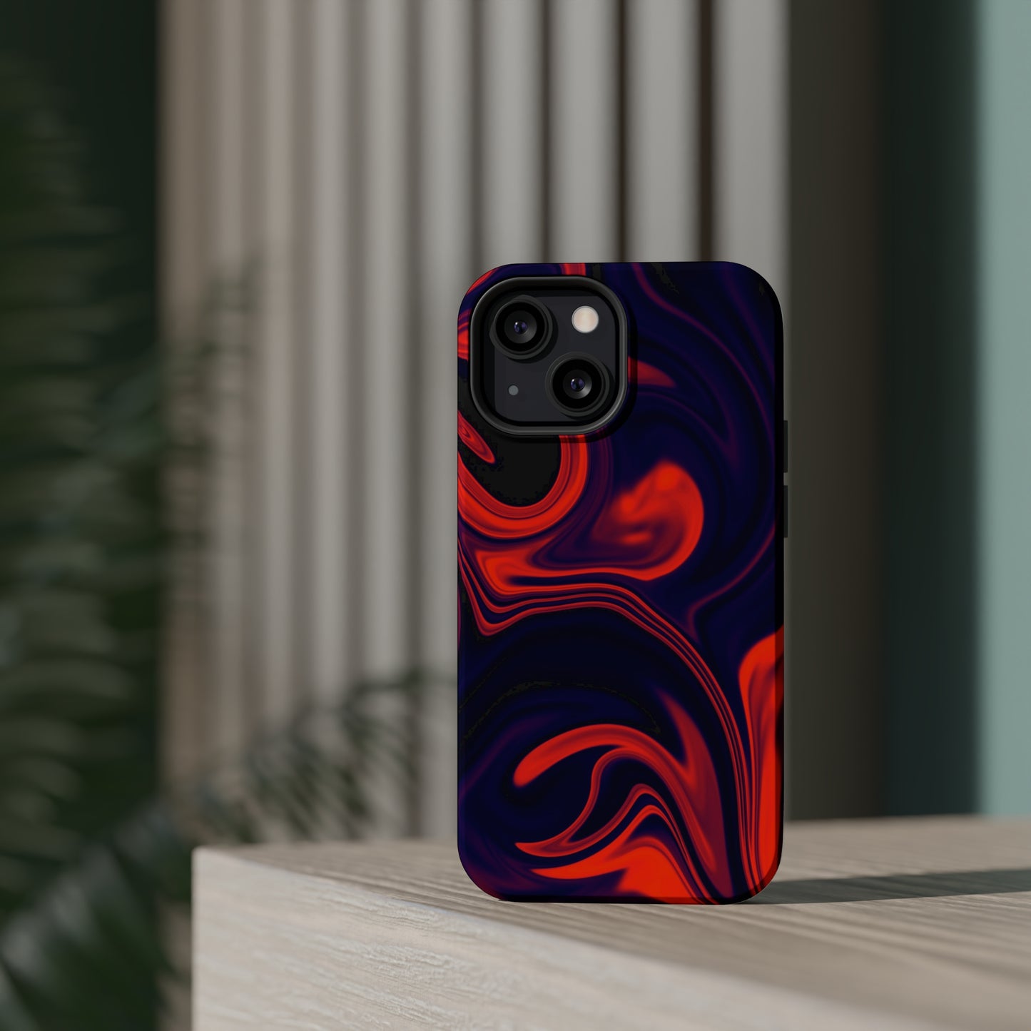 Orange & Navy blue liquid marble pattern MagSafe Tough Case