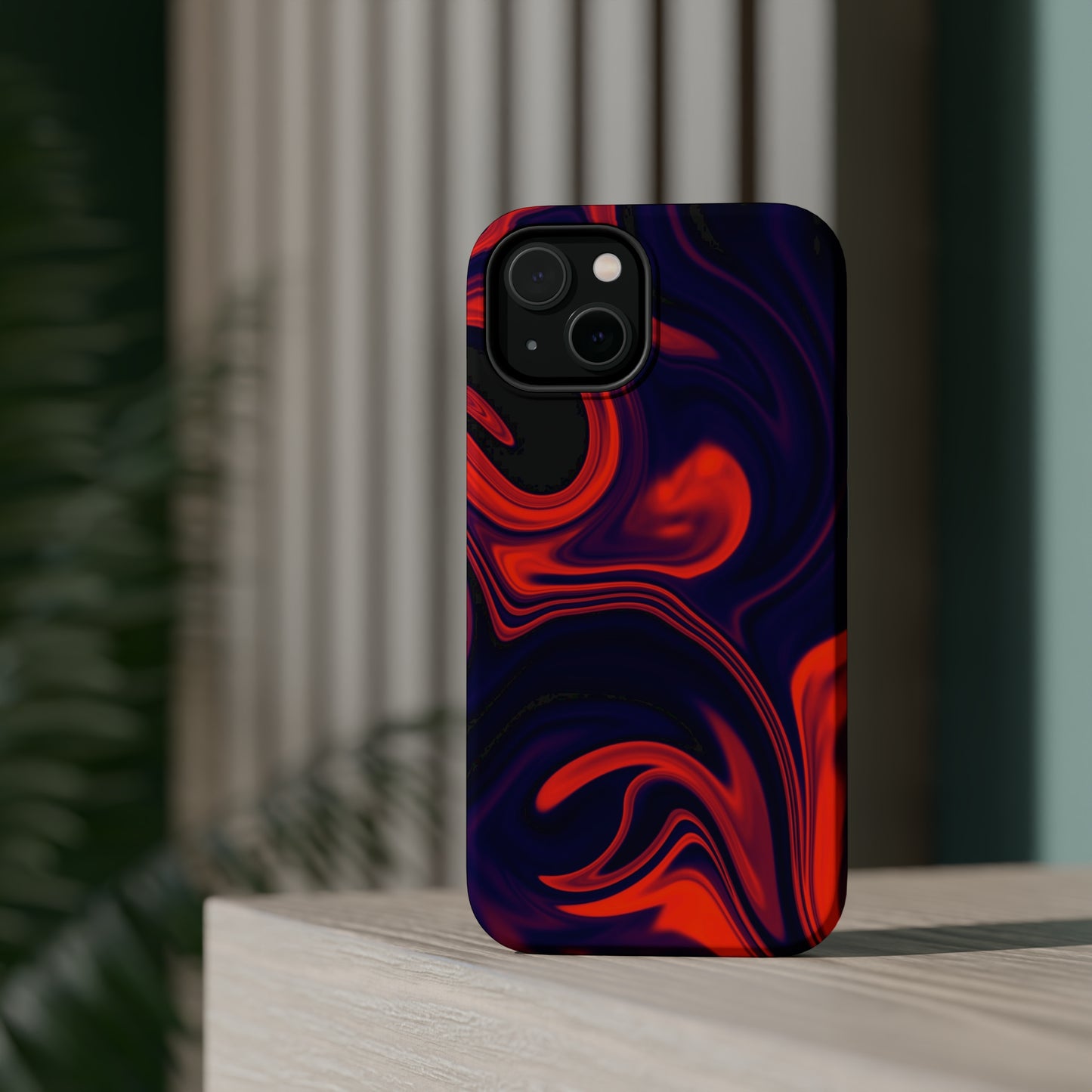 Orange & Navy blue liquid marble pattern MagSafe Tough Case