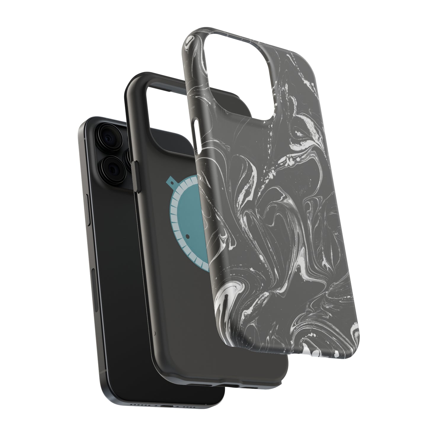 Grey & White liquid paint pattern MagSafe Tough Case