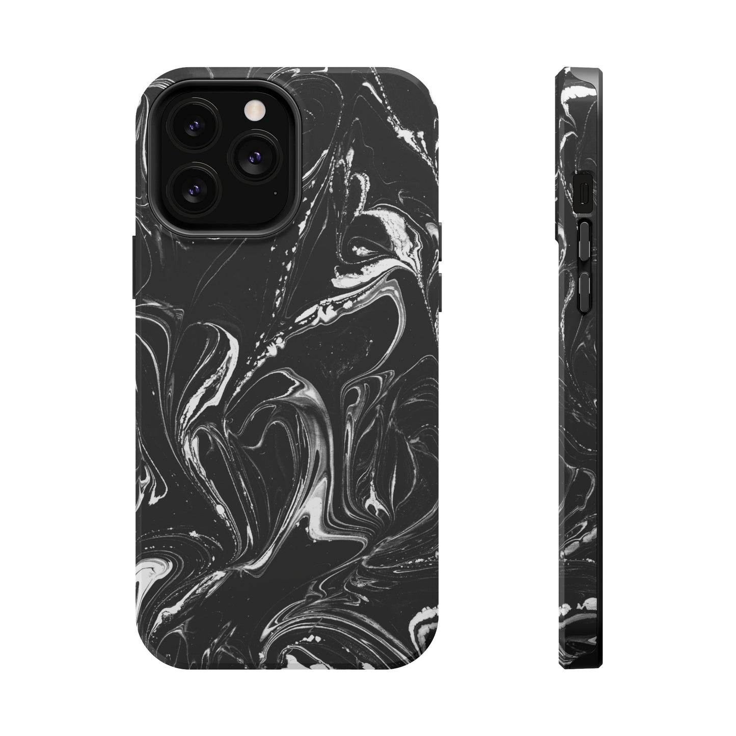Grey & White liquid paint pattern MagSafe Tough Case