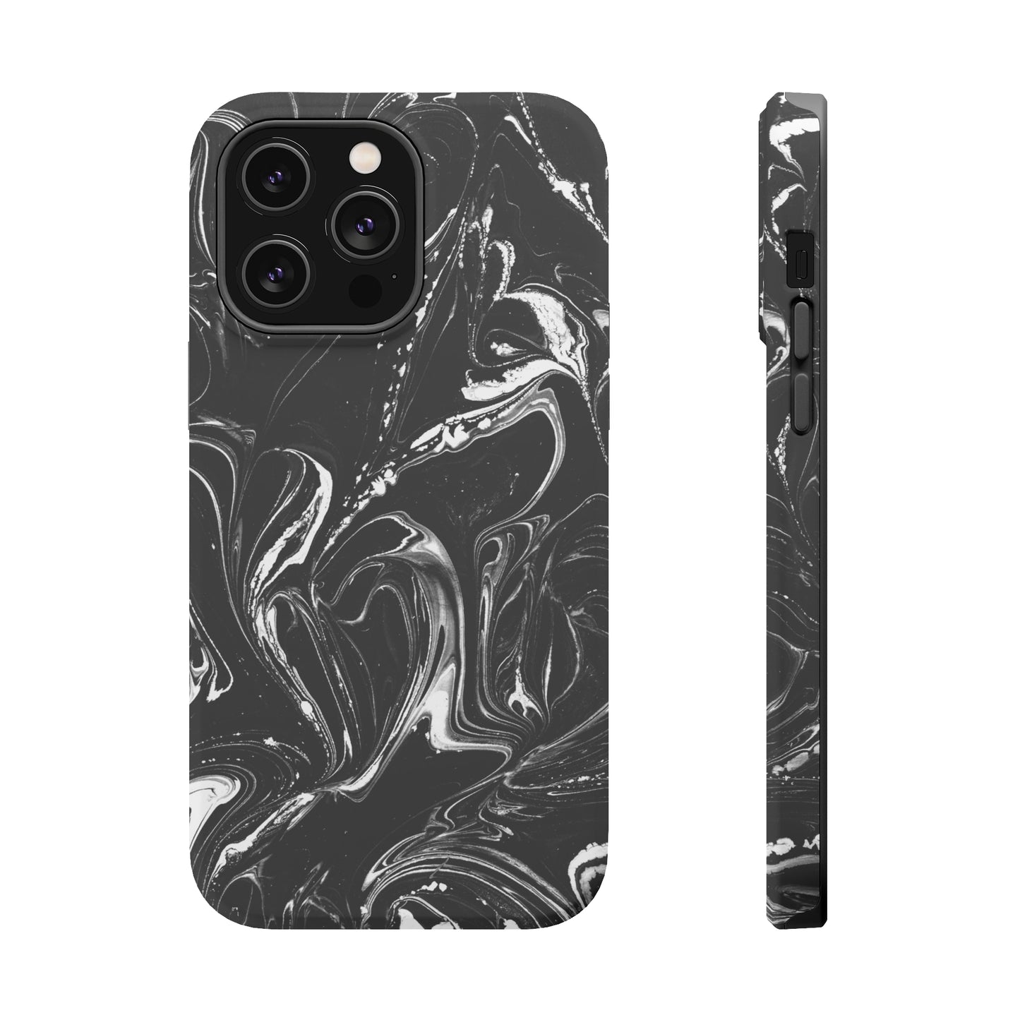 Grey & White liquid paint pattern MagSafe Tough Case