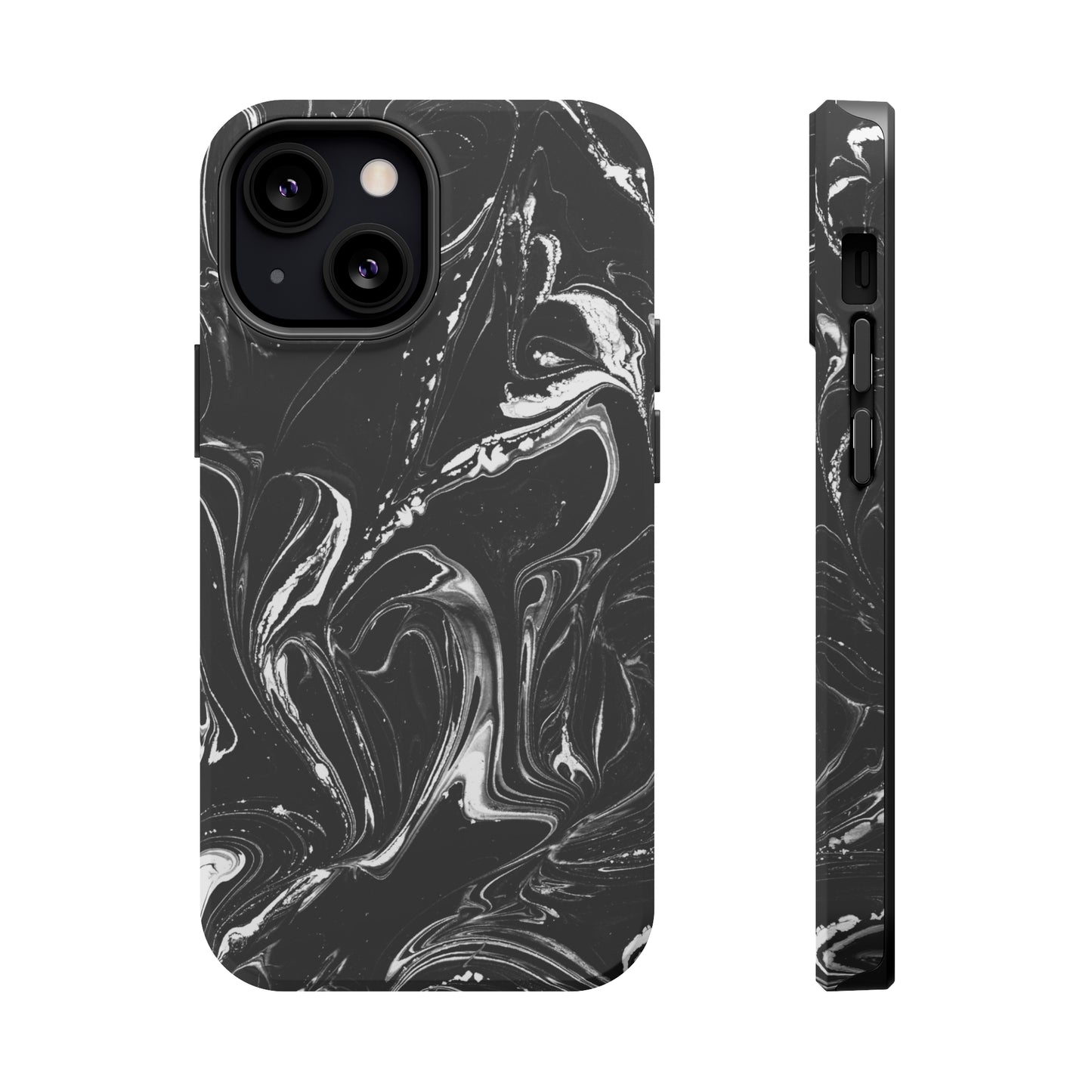 Grey & White liquid paint pattern MagSafe Tough Case