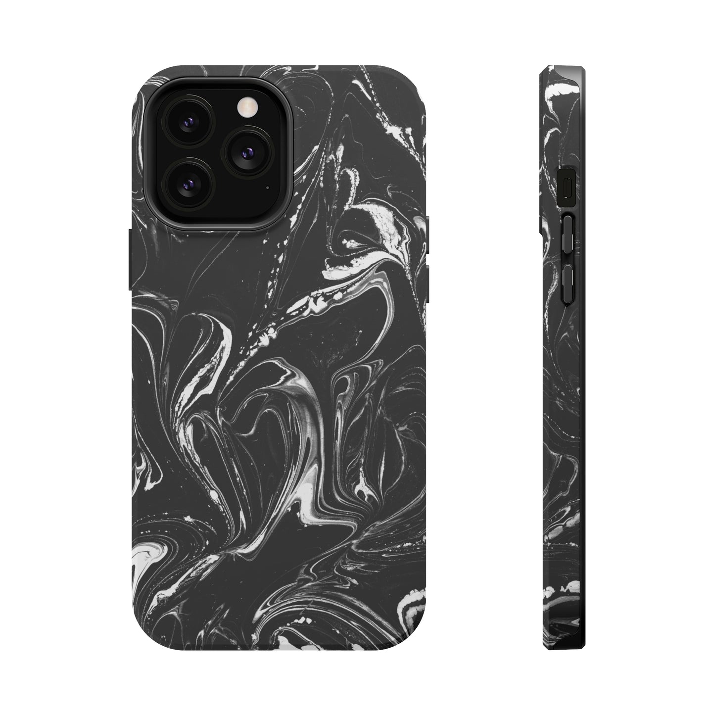 Grey & White liquid paint pattern MagSafe Tough Case