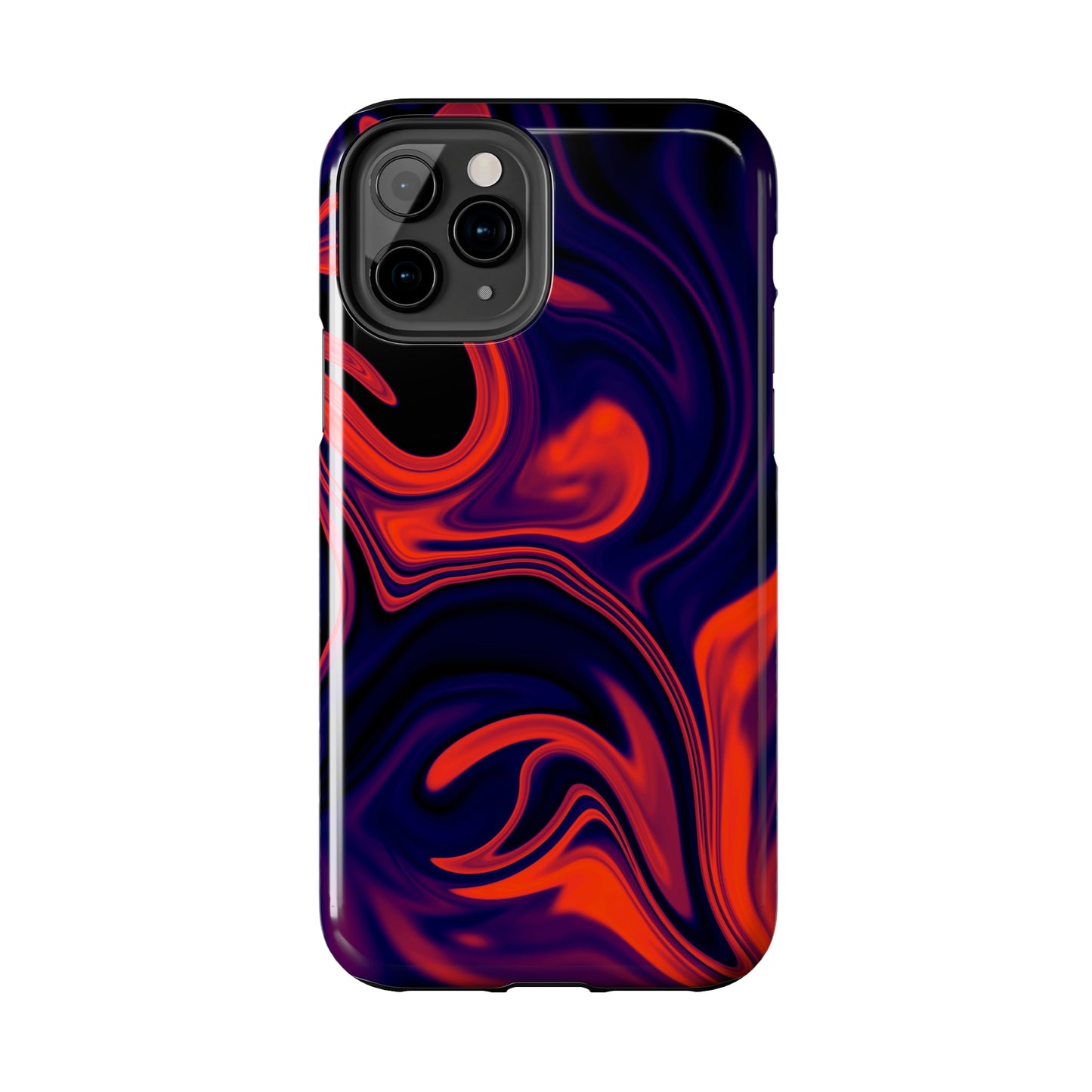 Orange & Navy blue liquid marble pattern Tough Case