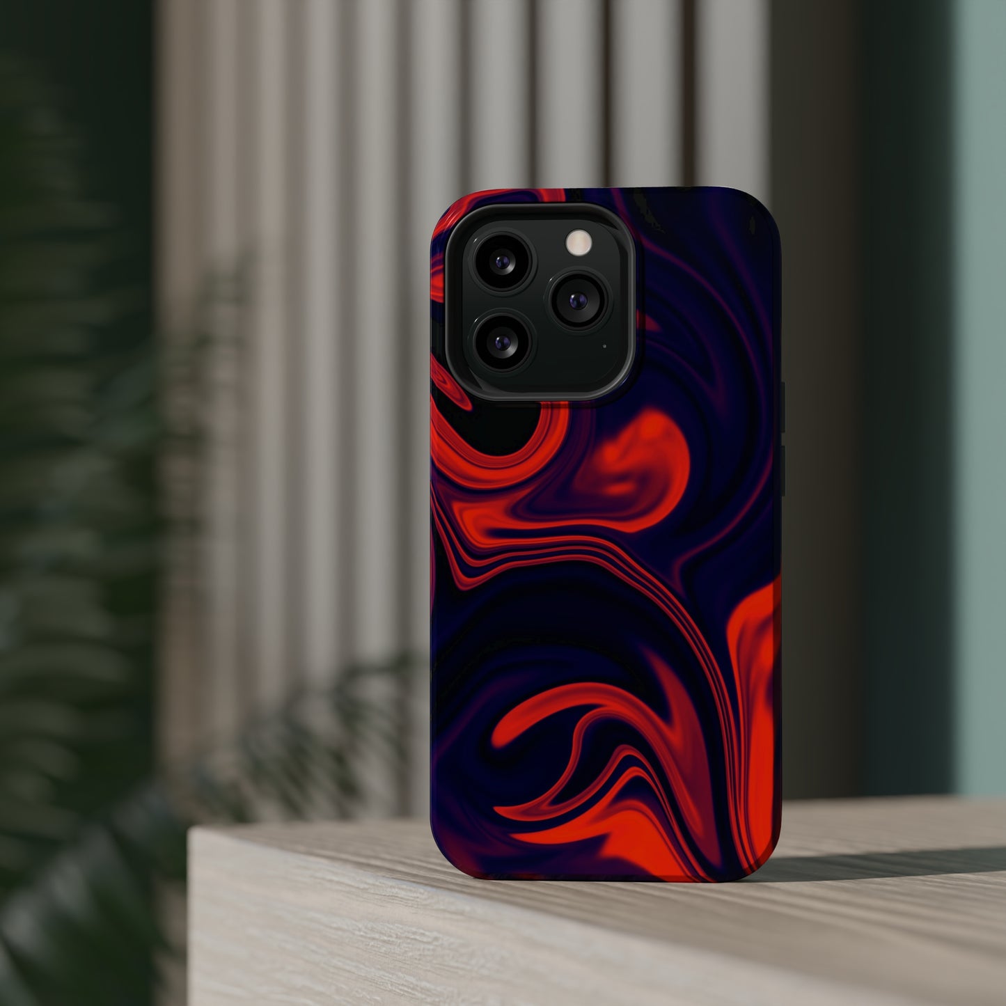 Orange & Navy blue liquid marble pattern MagSafe Tough Case