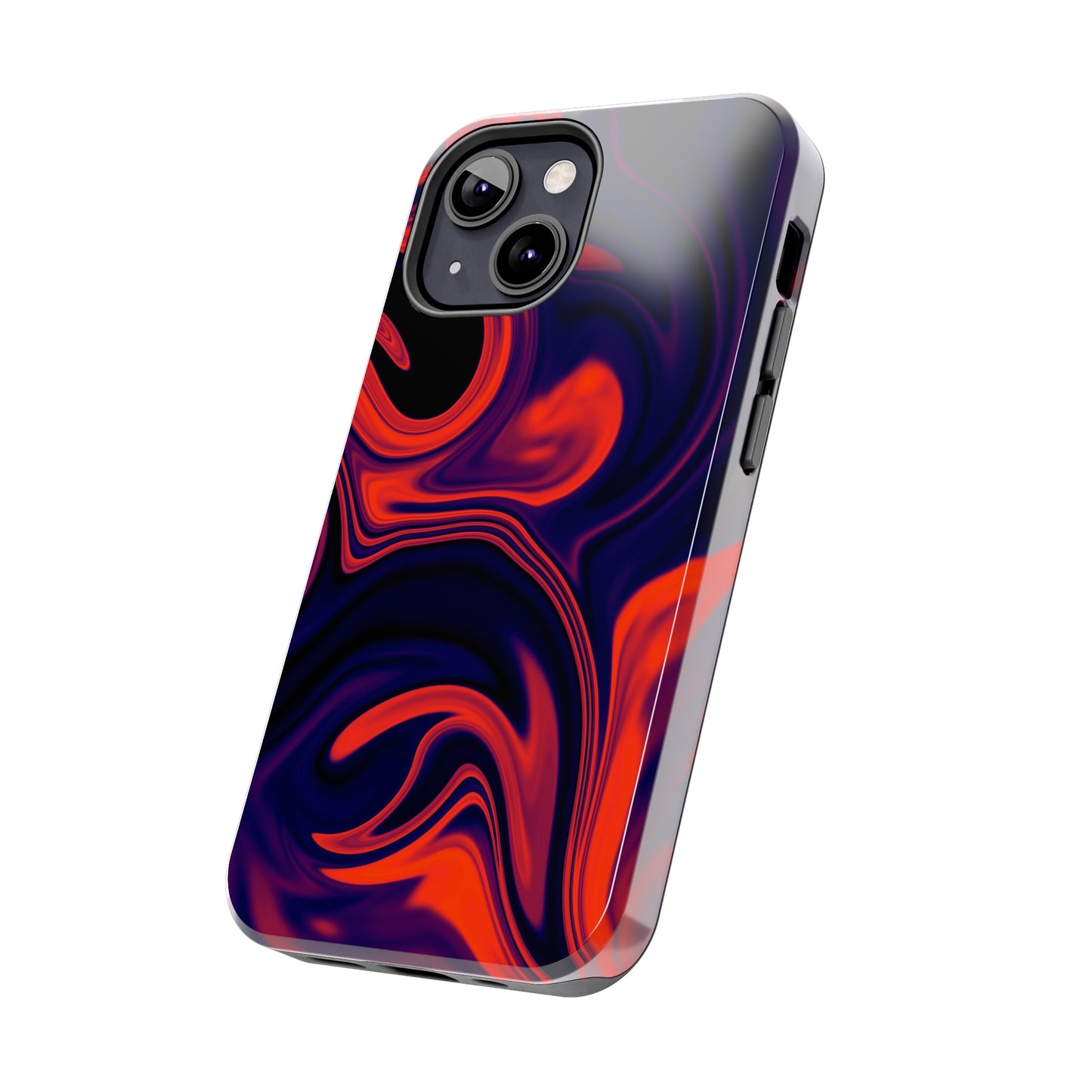 Orange & Navy blue liquid marble pattern Tough Case