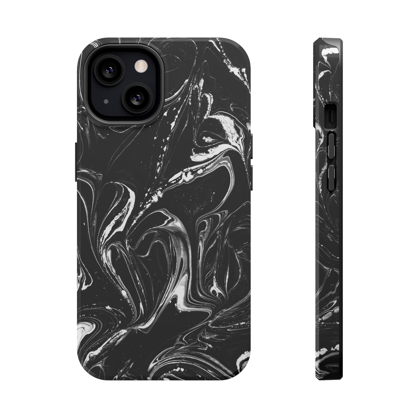 Grey & White liquid paint pattern MagSafe Tough Case