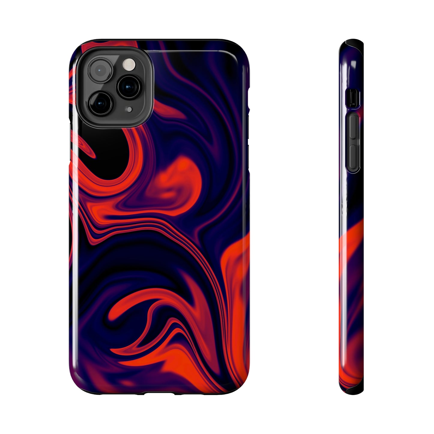 Orange & Navy blue liquid marble pattern Tough Case