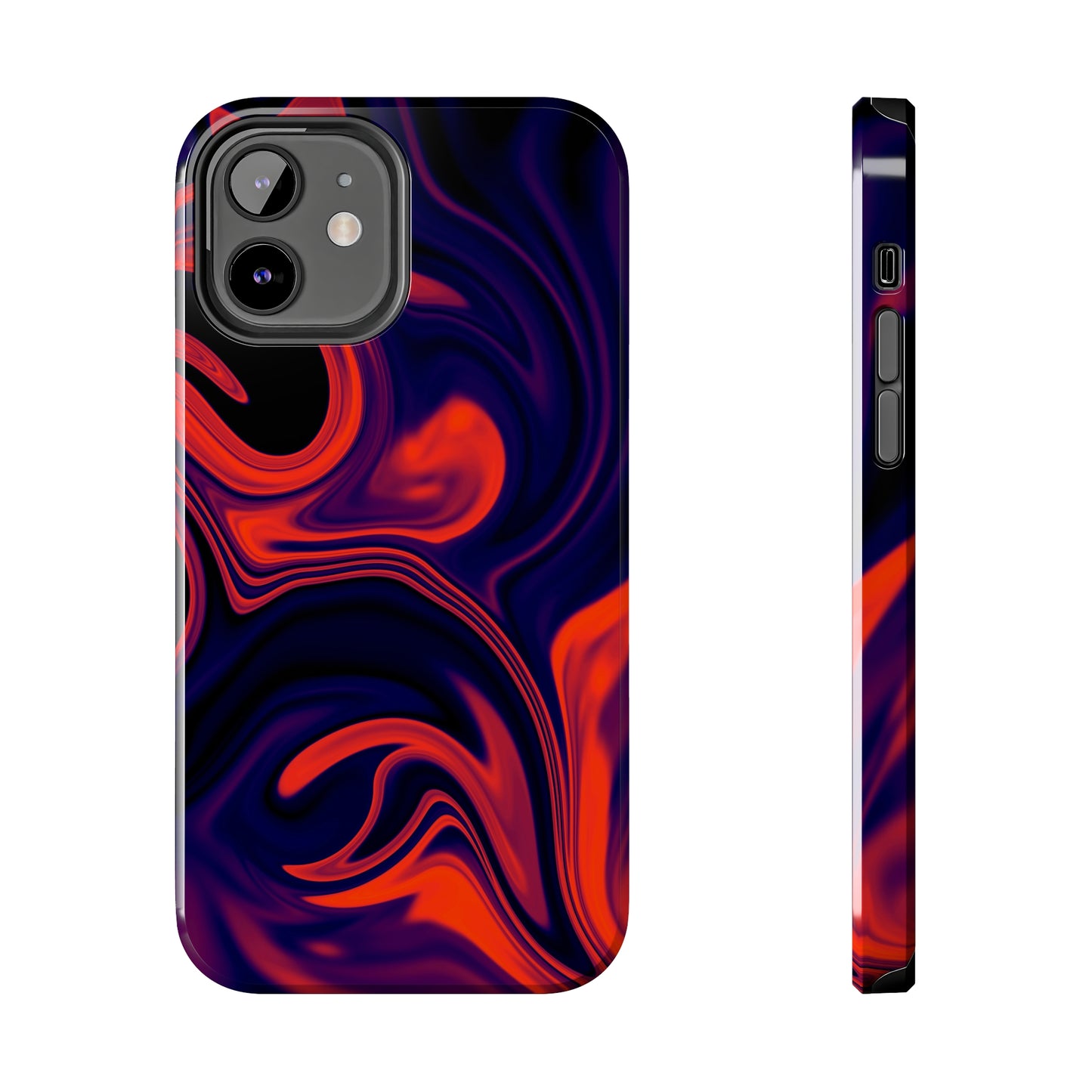 Orange & Navy blue liquid marble pattern Tough Case