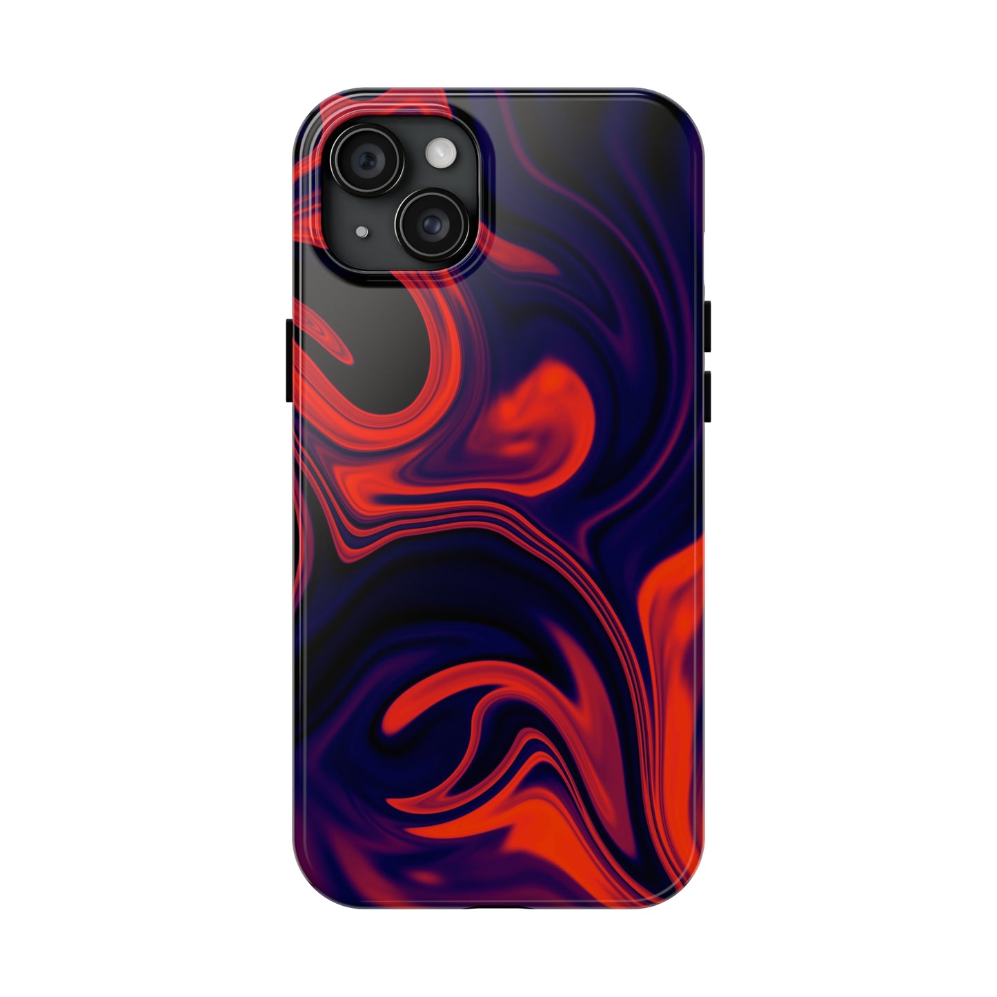 Orange & Navy blue liquid marble pattern Tough Case