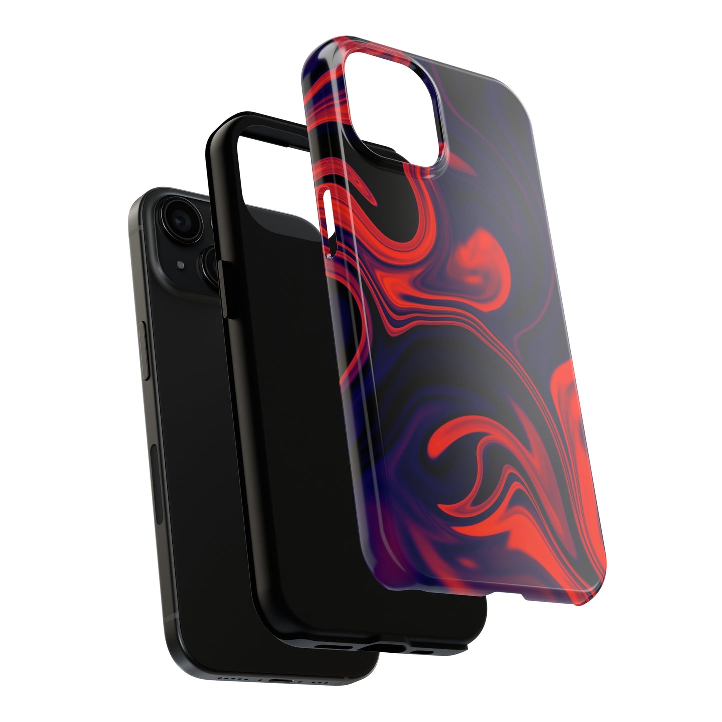 Orange & Navy blue liquid marble pattern Tough Case