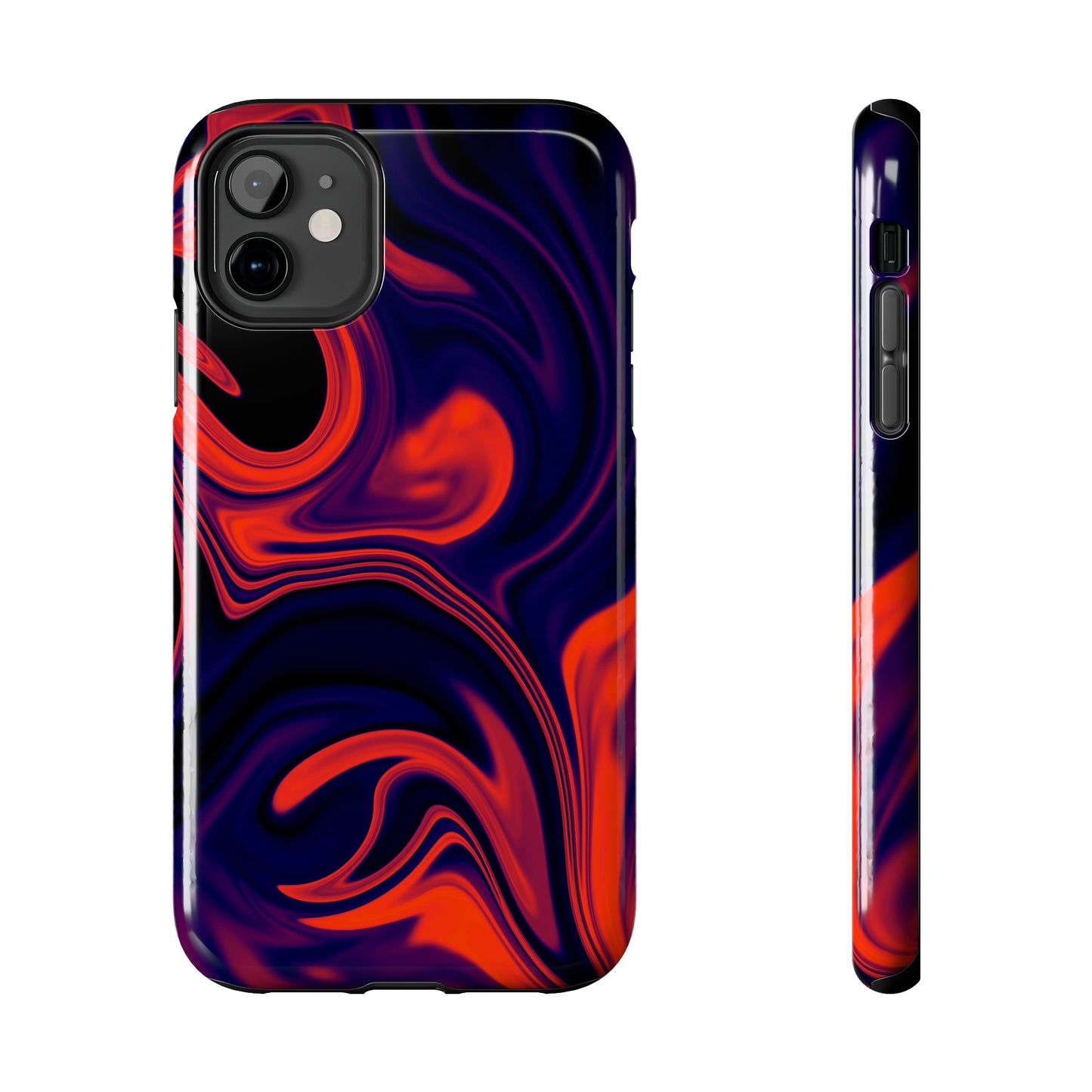 Orange & Navy blue liquid marble pattern Tough Case