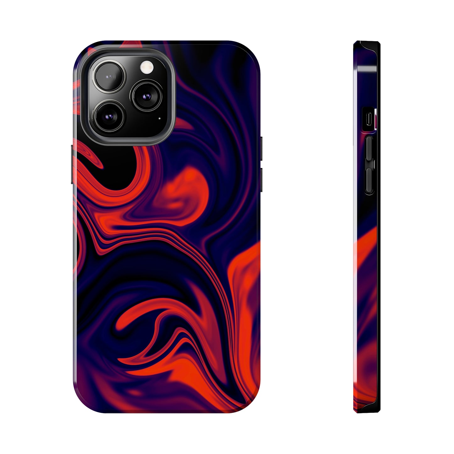 Orange & Navy blue liquid marble pattern Tough Case