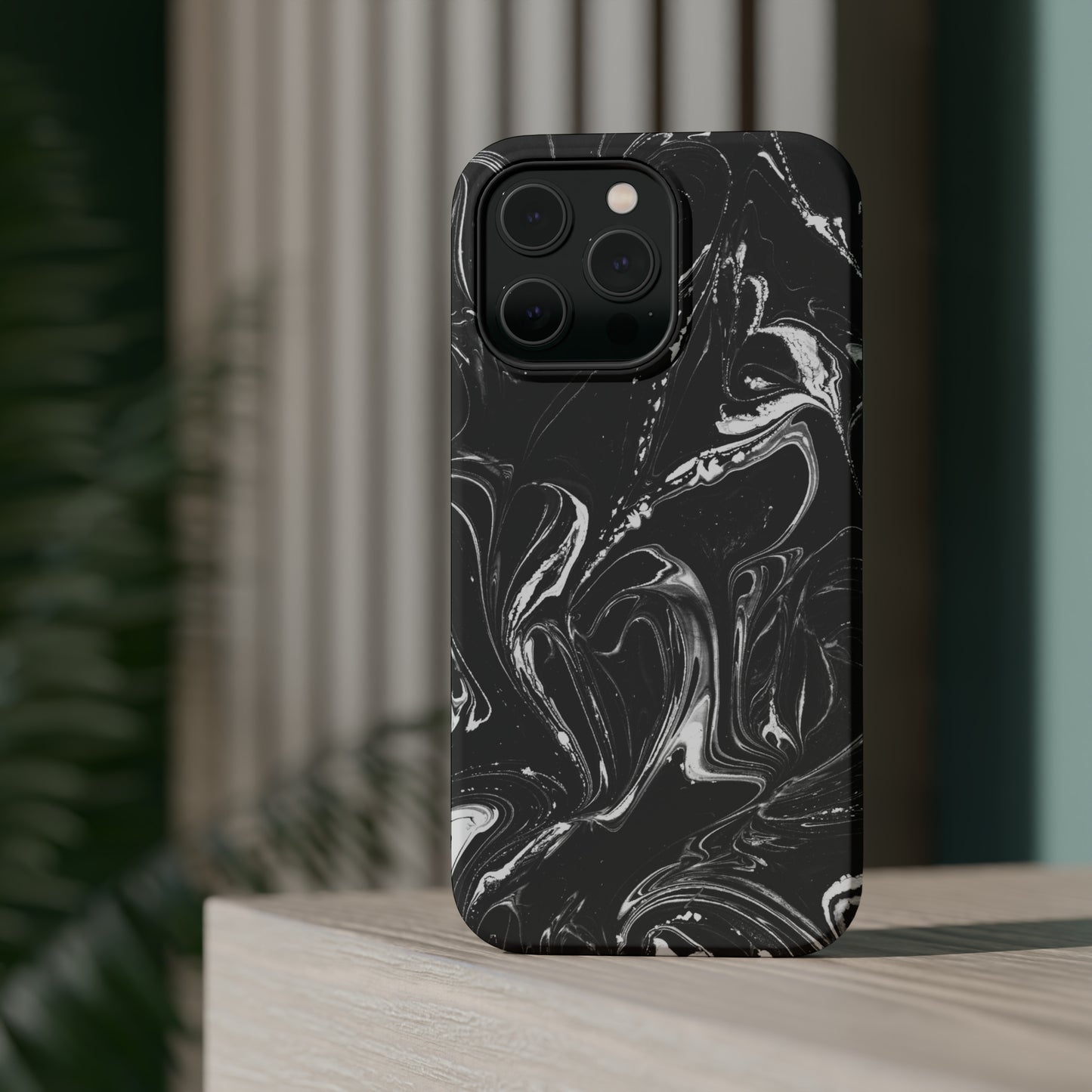 Grey & White liquid paint pattern MagSafe Tough Case