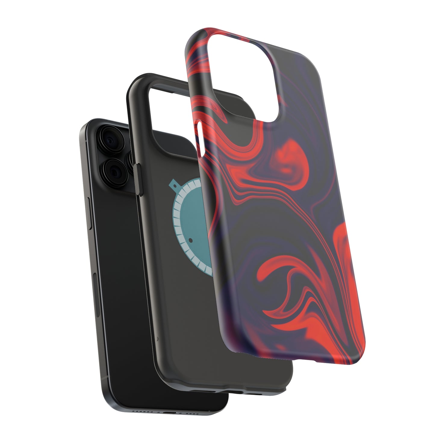 Orange & Navy blue liquid marble pattern MagSafe Tough Case