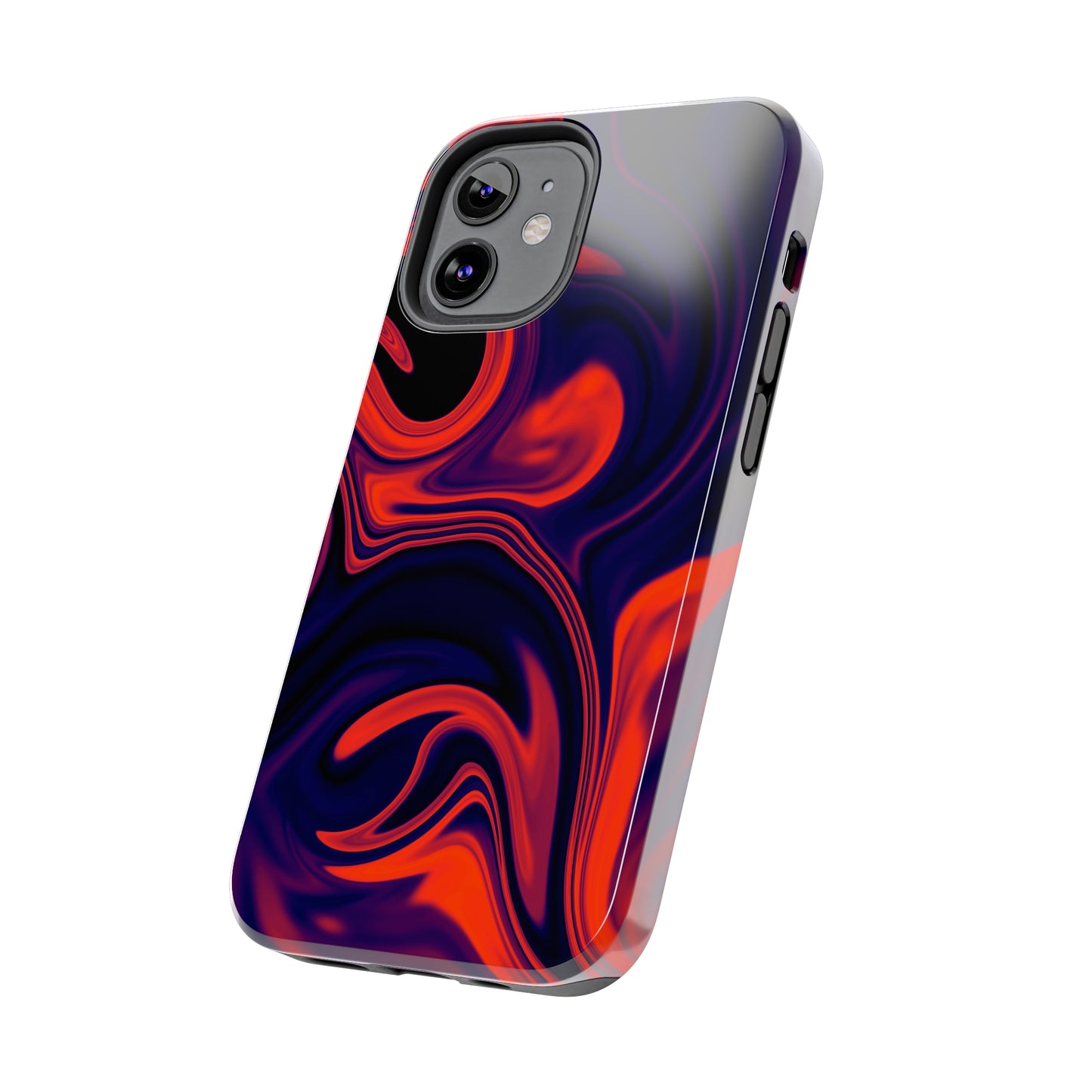 Orange & Navy blue liquid marble pattern Tough Case