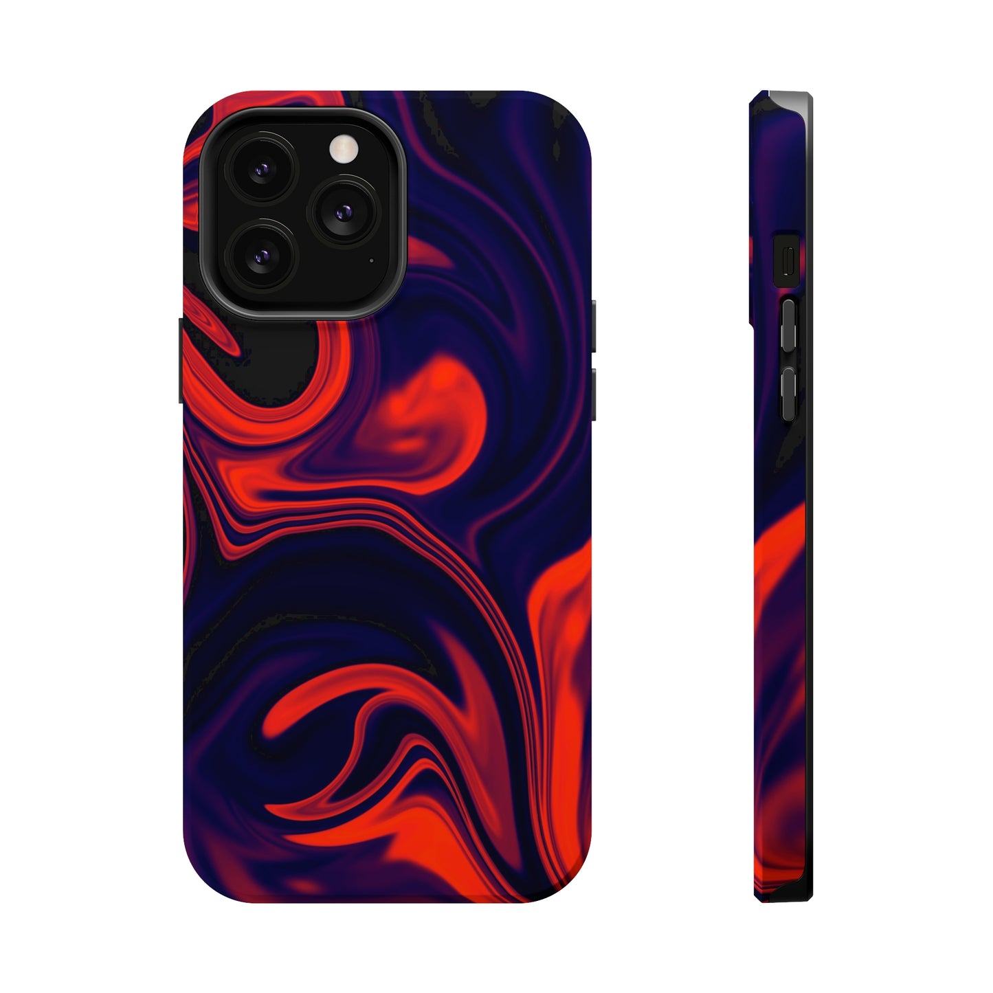 Orange & Navy blue liquid marble pattern MagSafe Tough Case