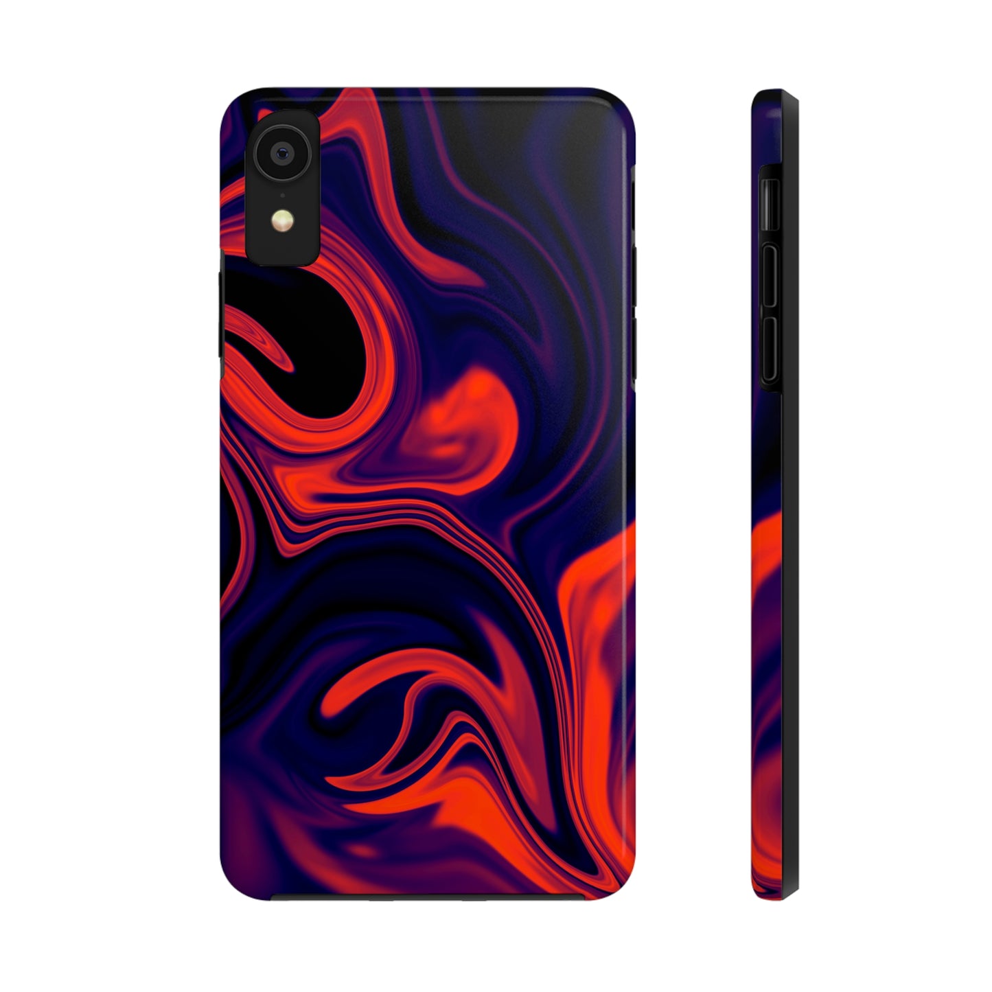 Orange & Navy blue liquid marble pattern Tough Case
