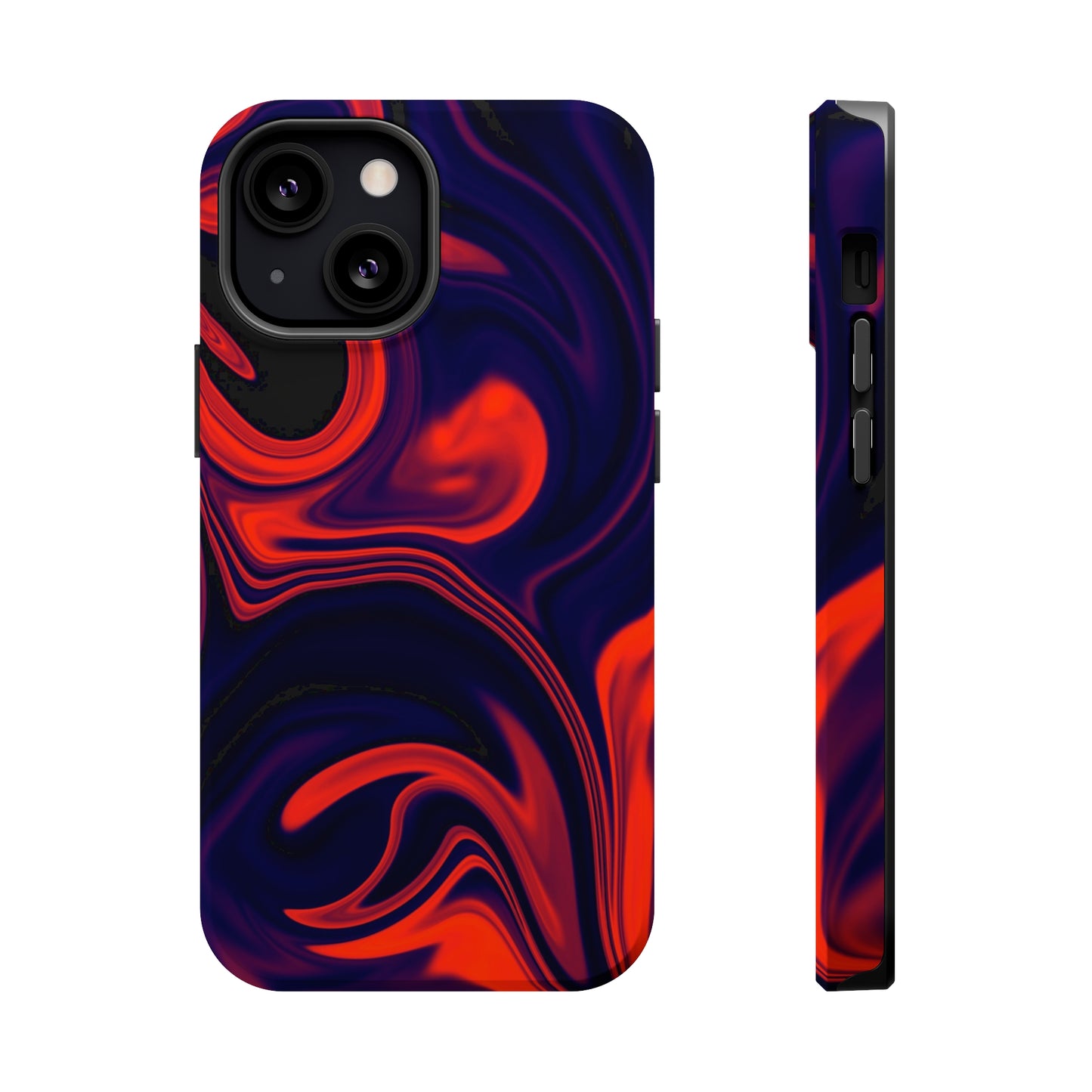 Orange & Navy blue liquid marble pattern MagSafe Tough Case