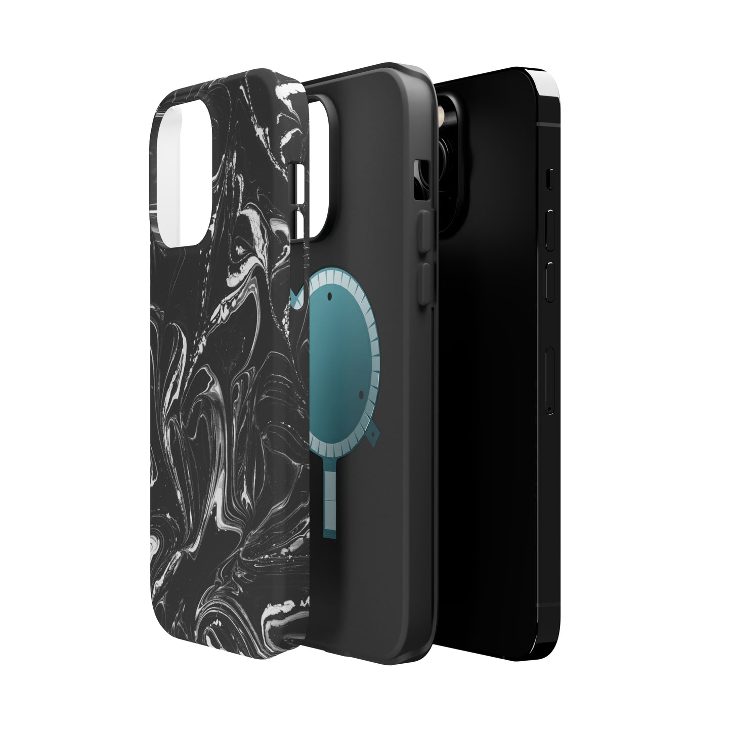 Grey & White liquid paint pattern MagSafe Tough Case