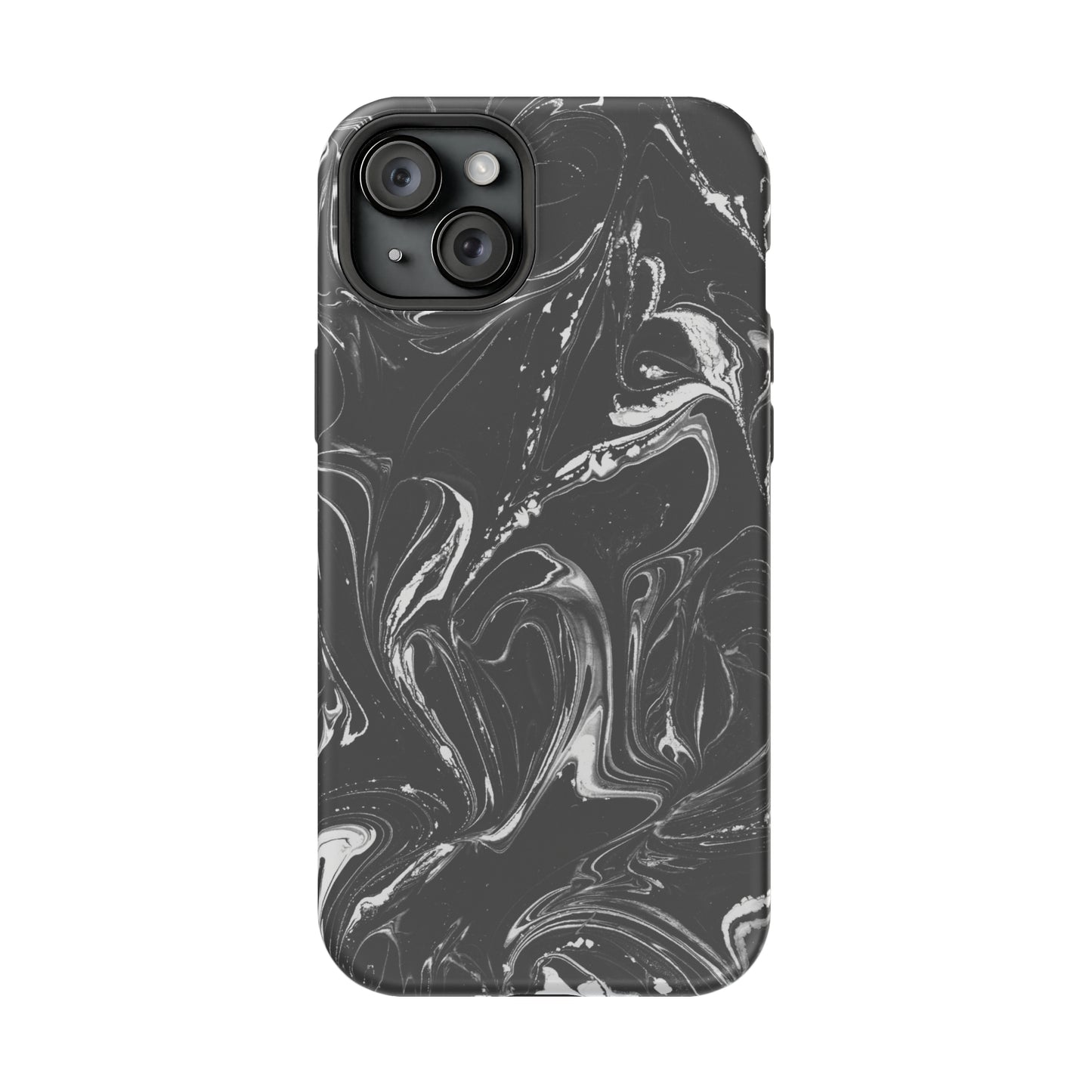 Grey & White liquid paint pattern MagSafe Tough Case
