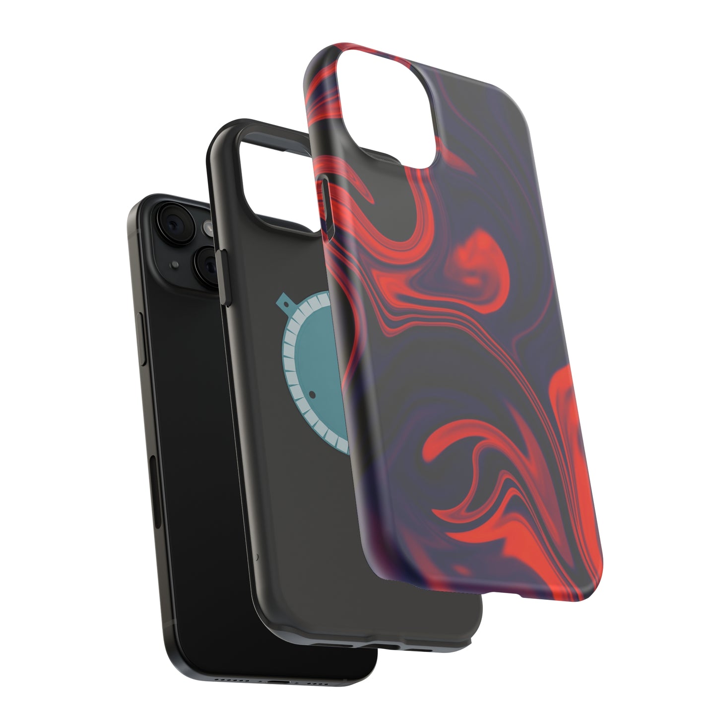 Orange & Navy blue liquid marble pattern MagSafe Tough Case