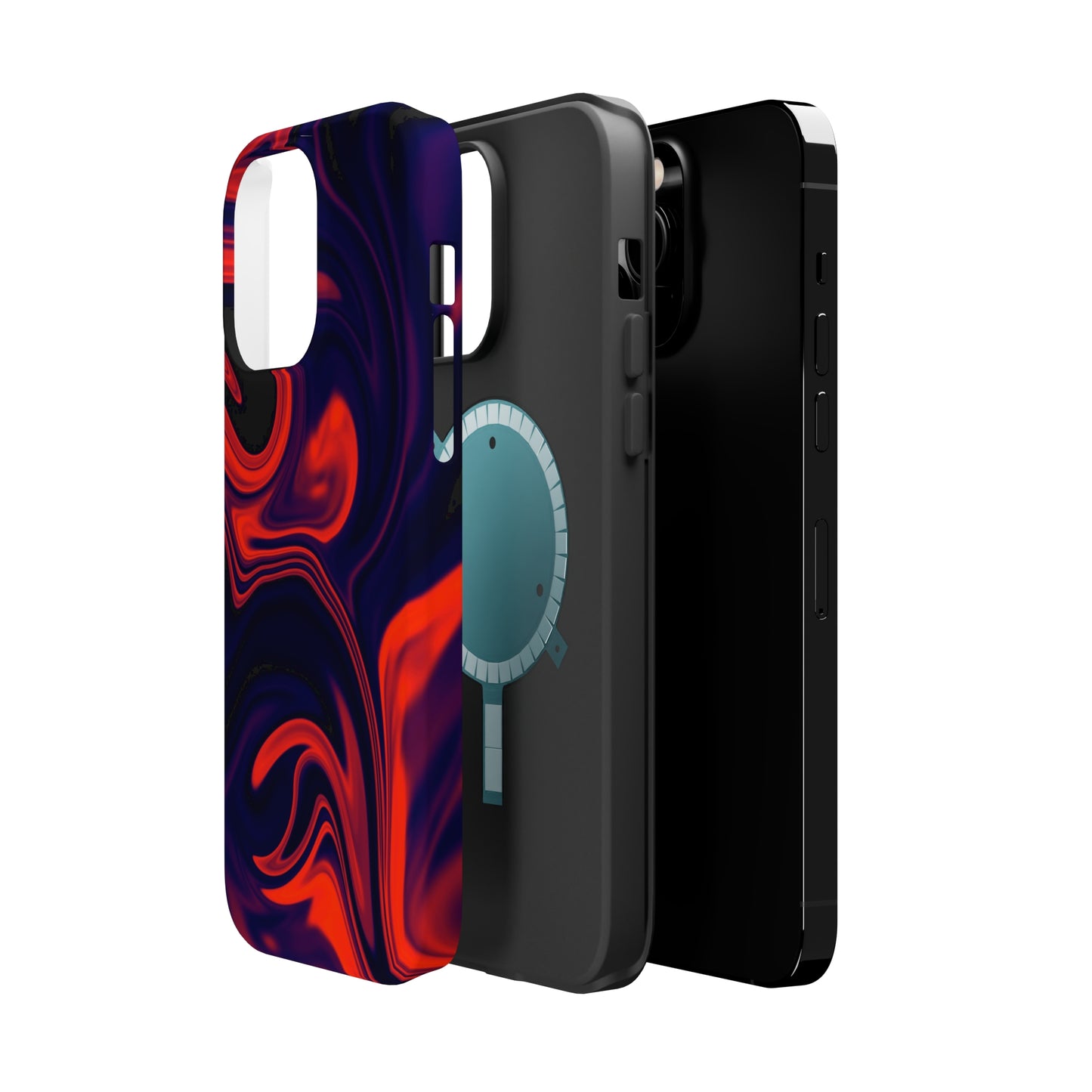 Orange & Navy blue liquid marble pattern MagSafe Tough Case