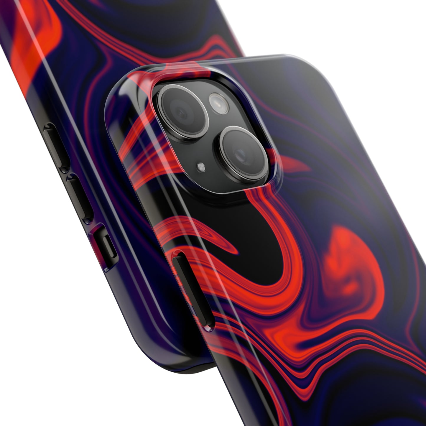 Orange & Navy blue liquid marble pattern Tough Case