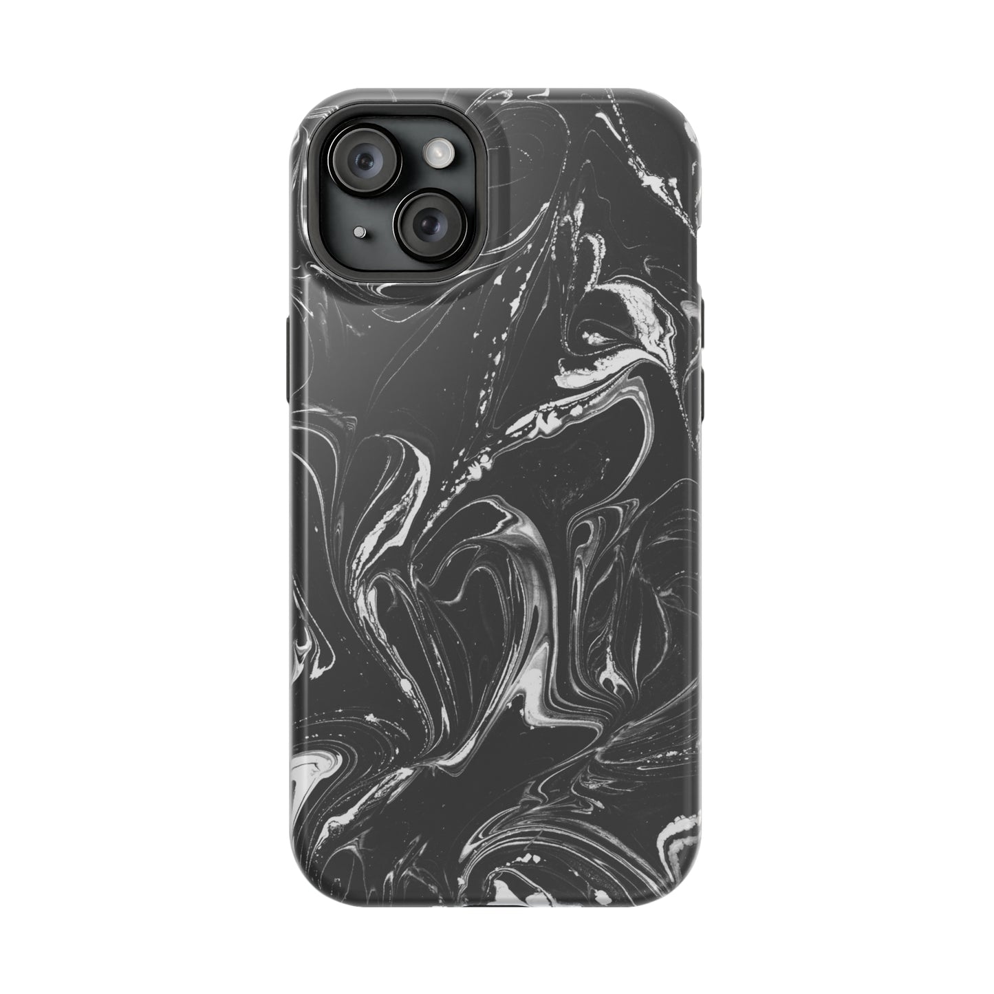Grey & White liquid paint pattern MagSafe Tough Case