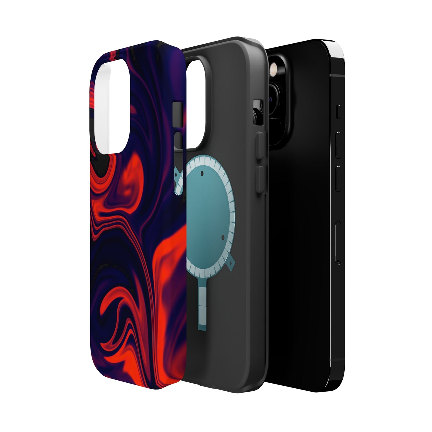 Orange & Navy blue liquid marble pattern MagSafe Tough Case