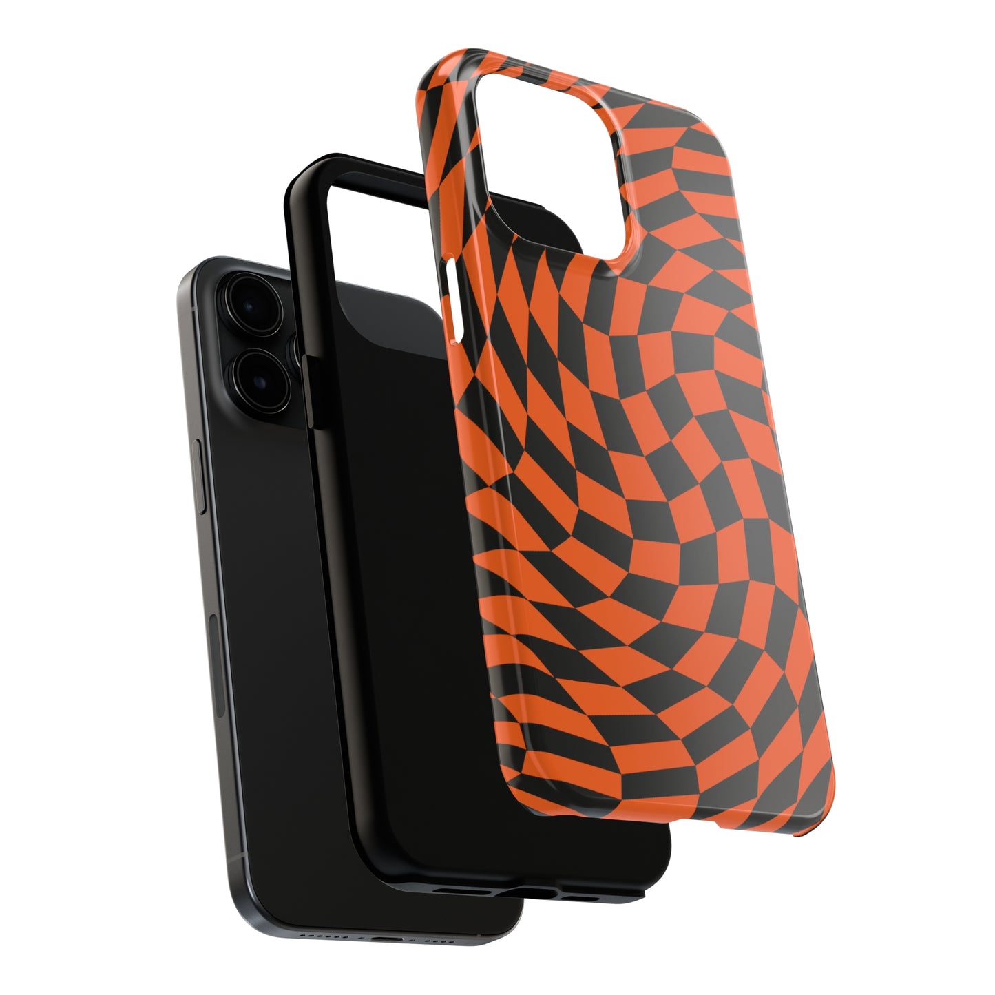Orange Crazy Checkers Tough iPhone Case