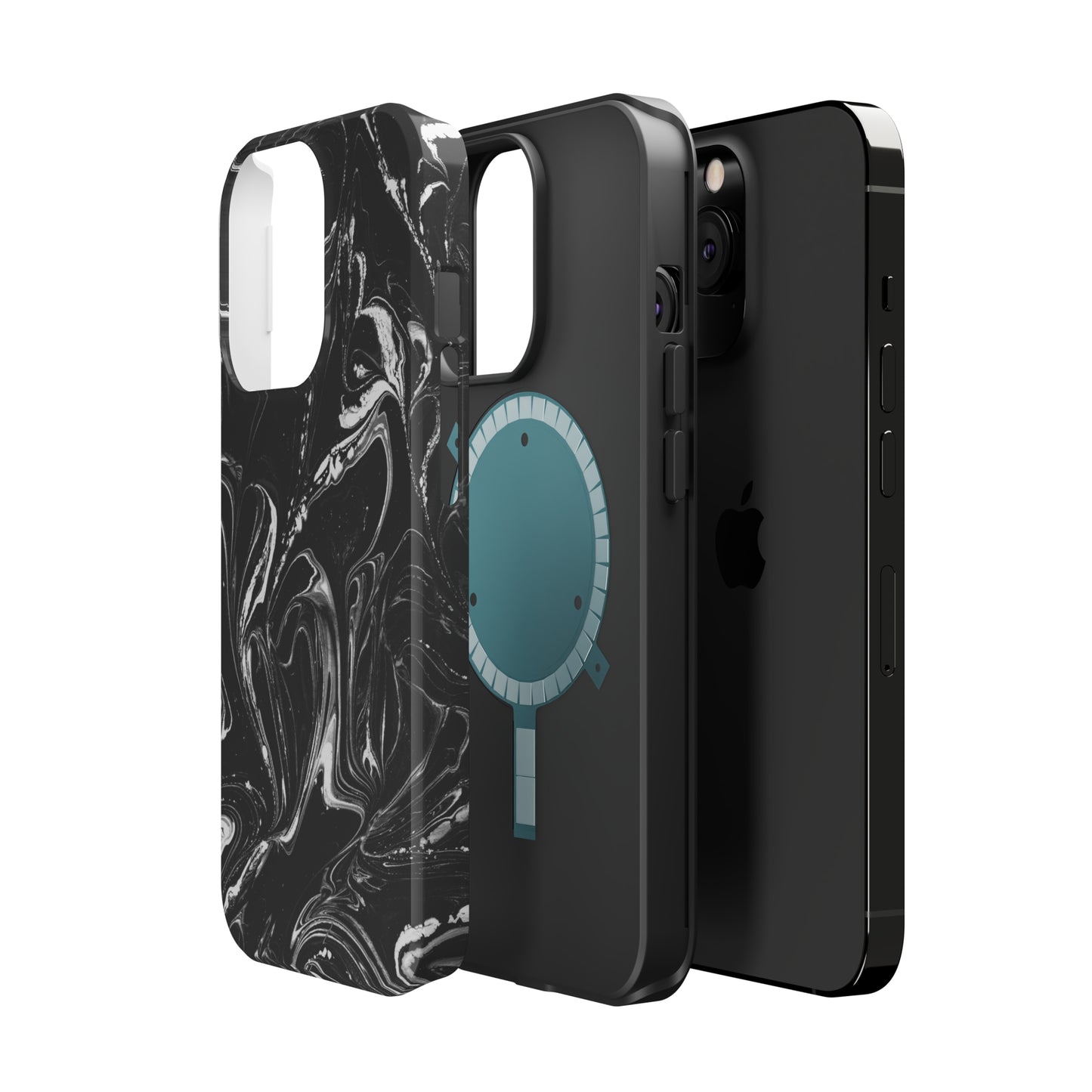 Grey & White liquid paint pattern MagSafe Tough Case
