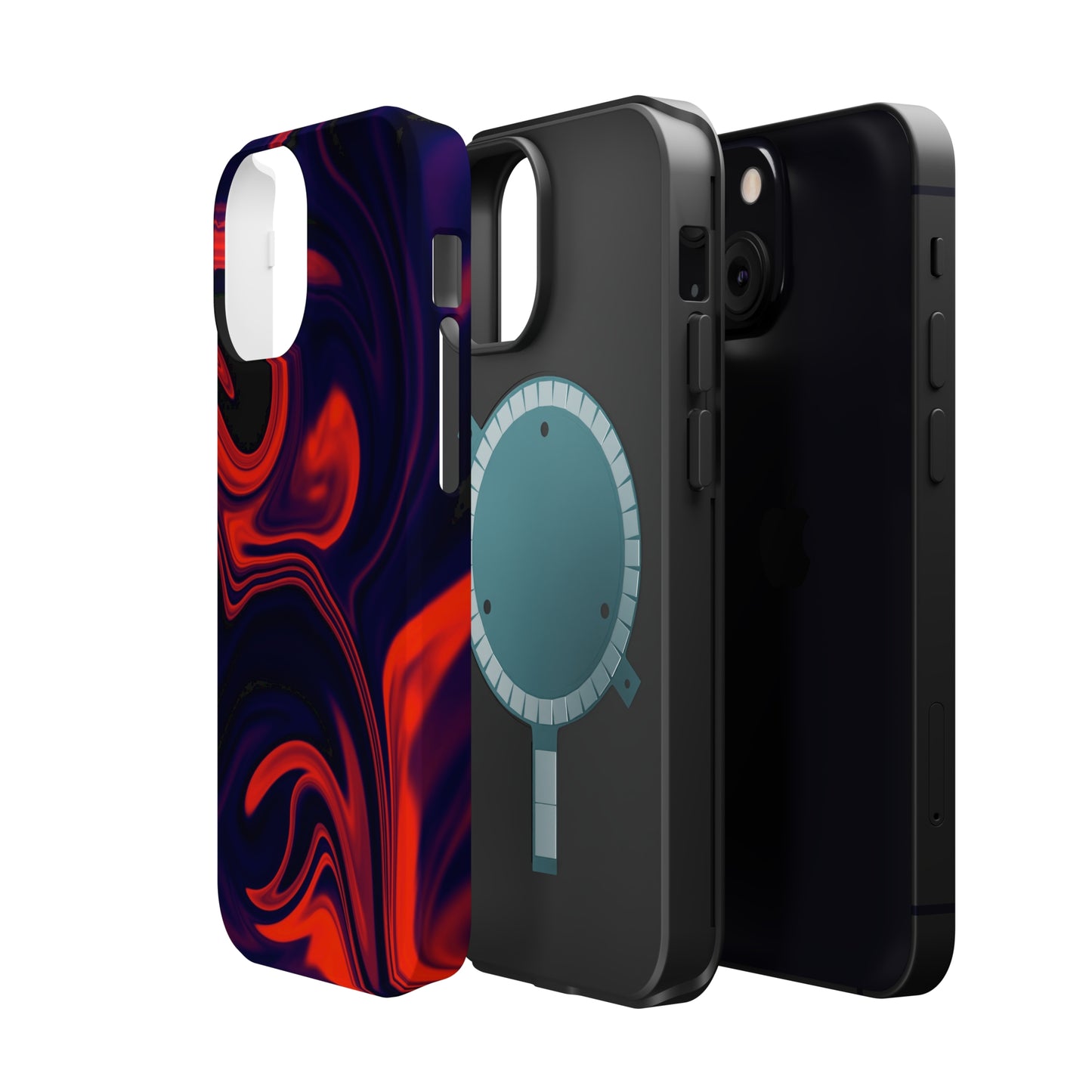 Orange & Navy blue liquid marble pattern MagSafe Tough Case