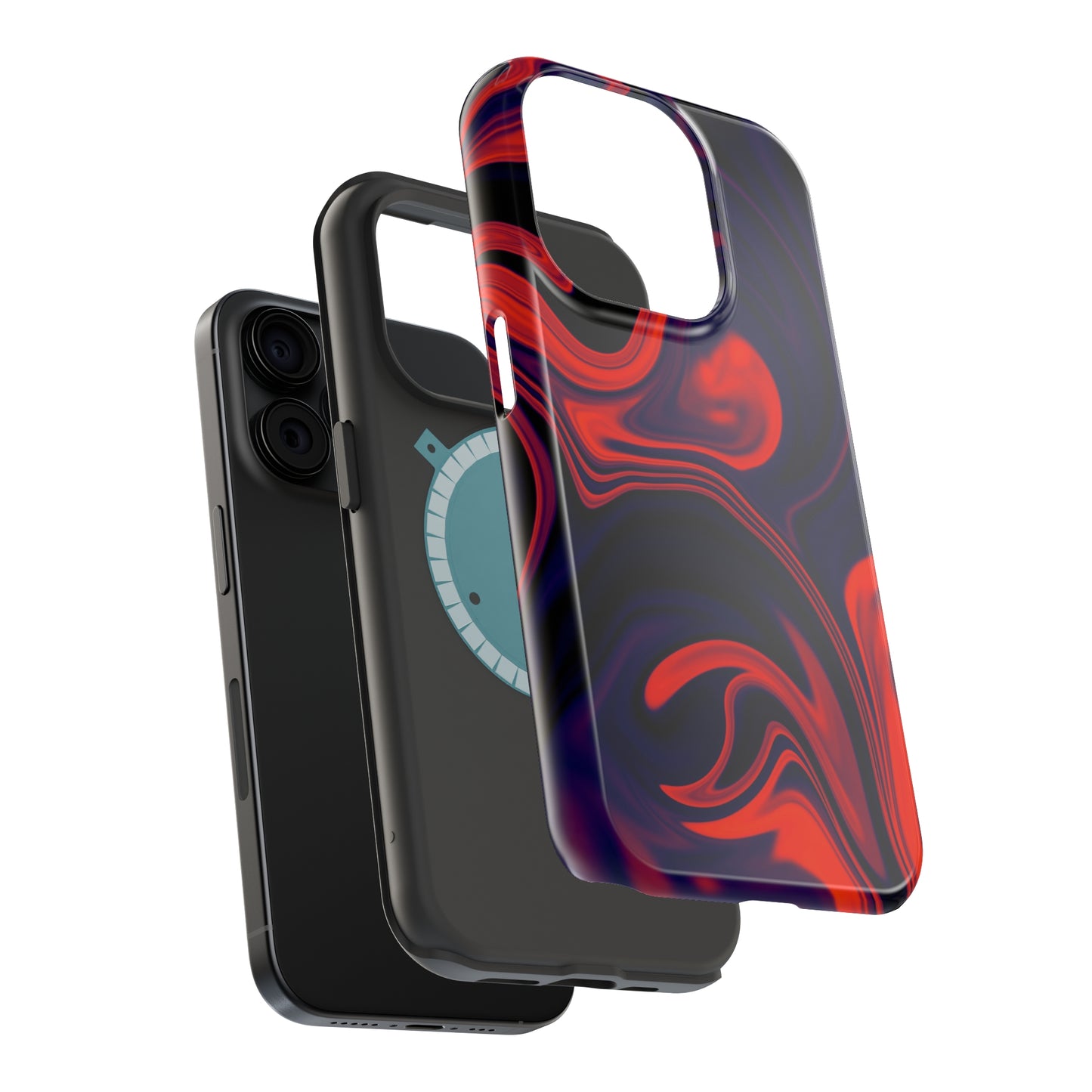 Orange & Navy blue liquid marble pattern MagSafe Tough Case