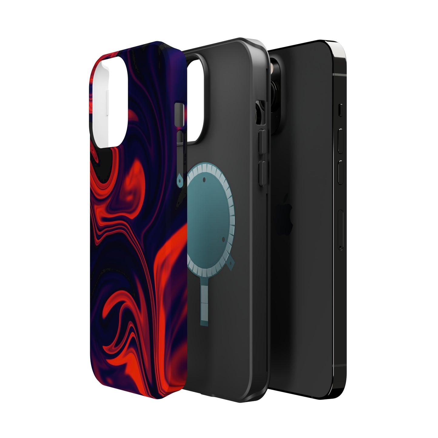 Orange & Navy blue liquid marble pattern MagSafe Tough Case