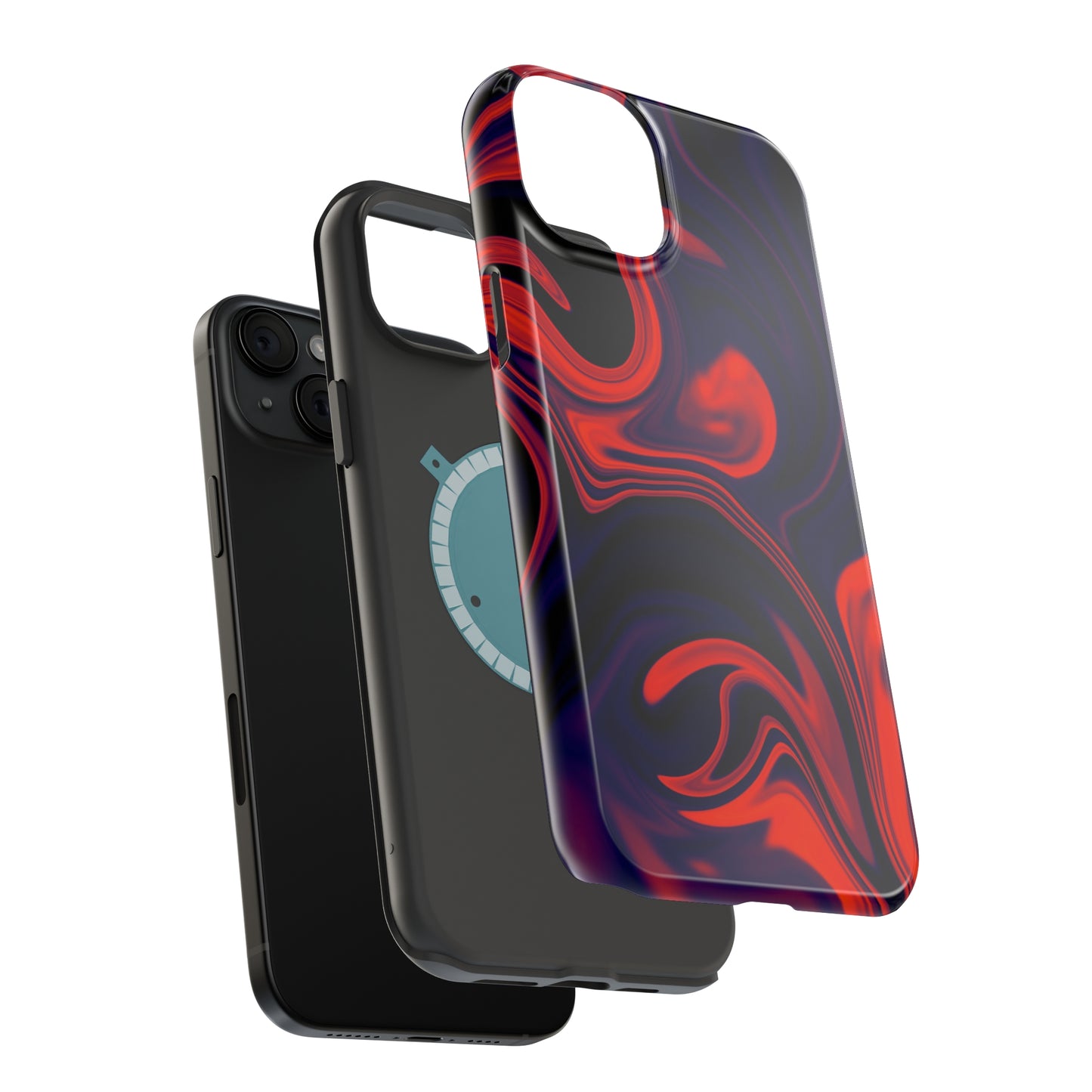Orange & Navy blue liquid marble pattern MagSafe Tough Case