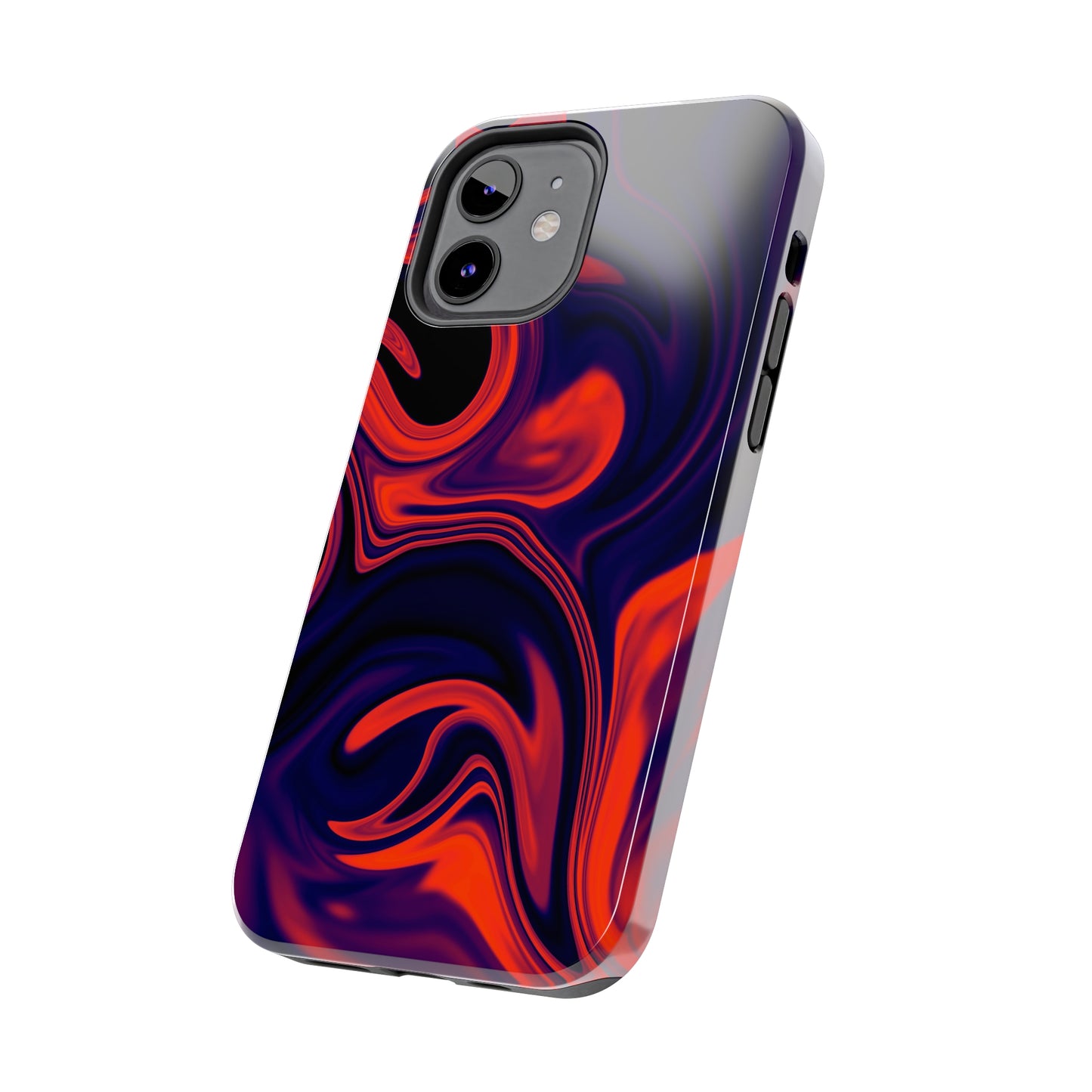 Orange & Navy blue liquid marble pattern Tough Case
