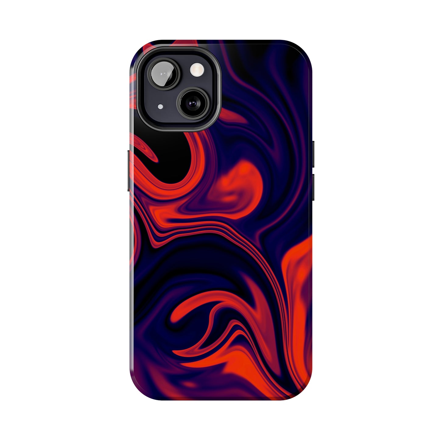 Orange & Navy blue liquid marble pattern Tough Case