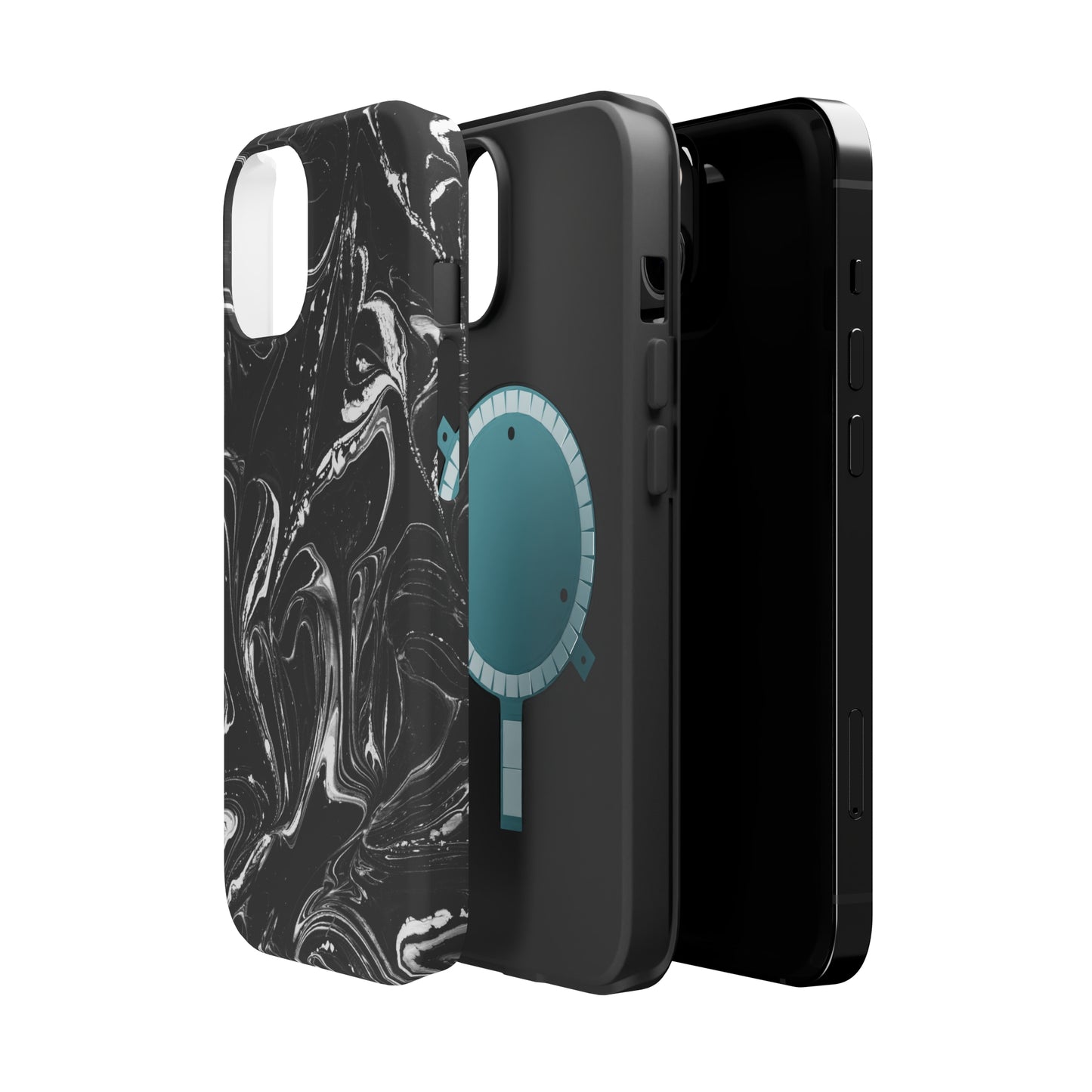 Grey & White liquid paint pattern MagSafe Tough Case