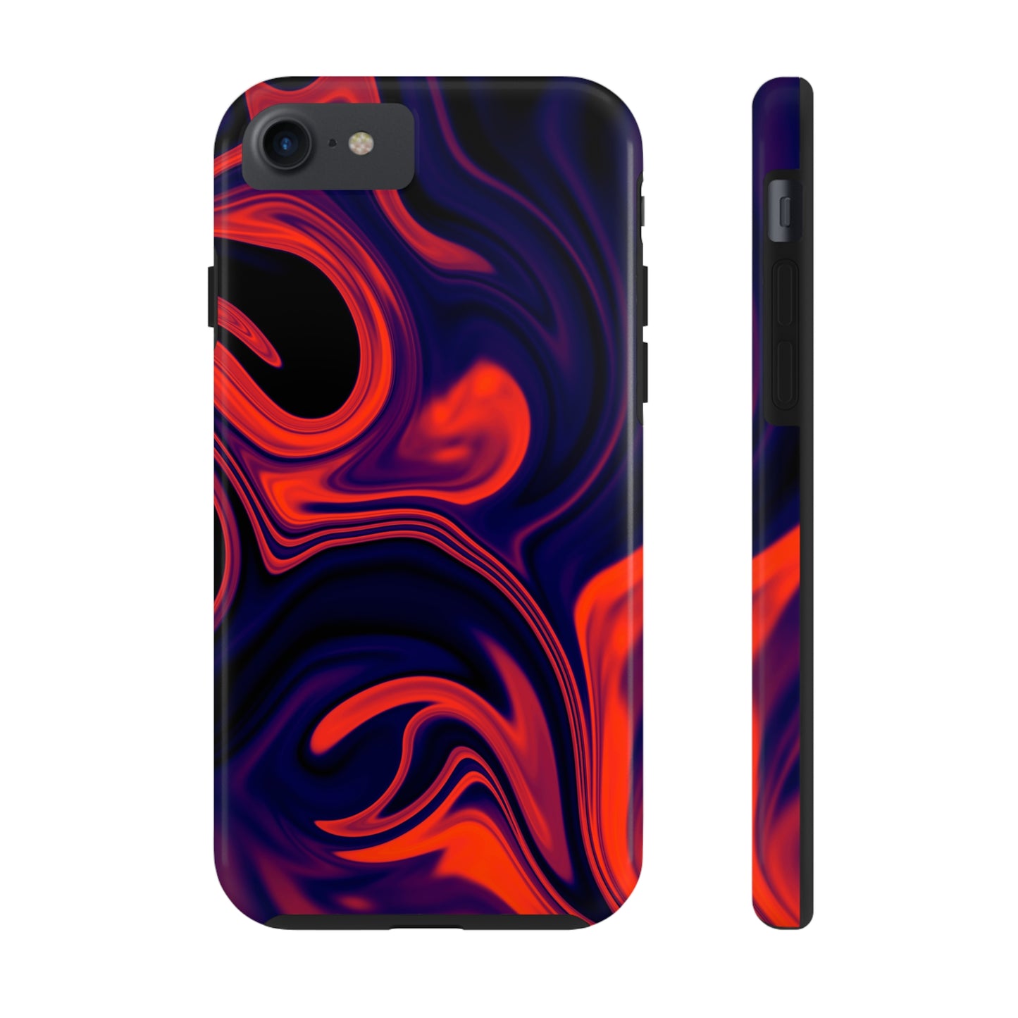 Orange & Navy blue liquid marble pattern Tough Case
