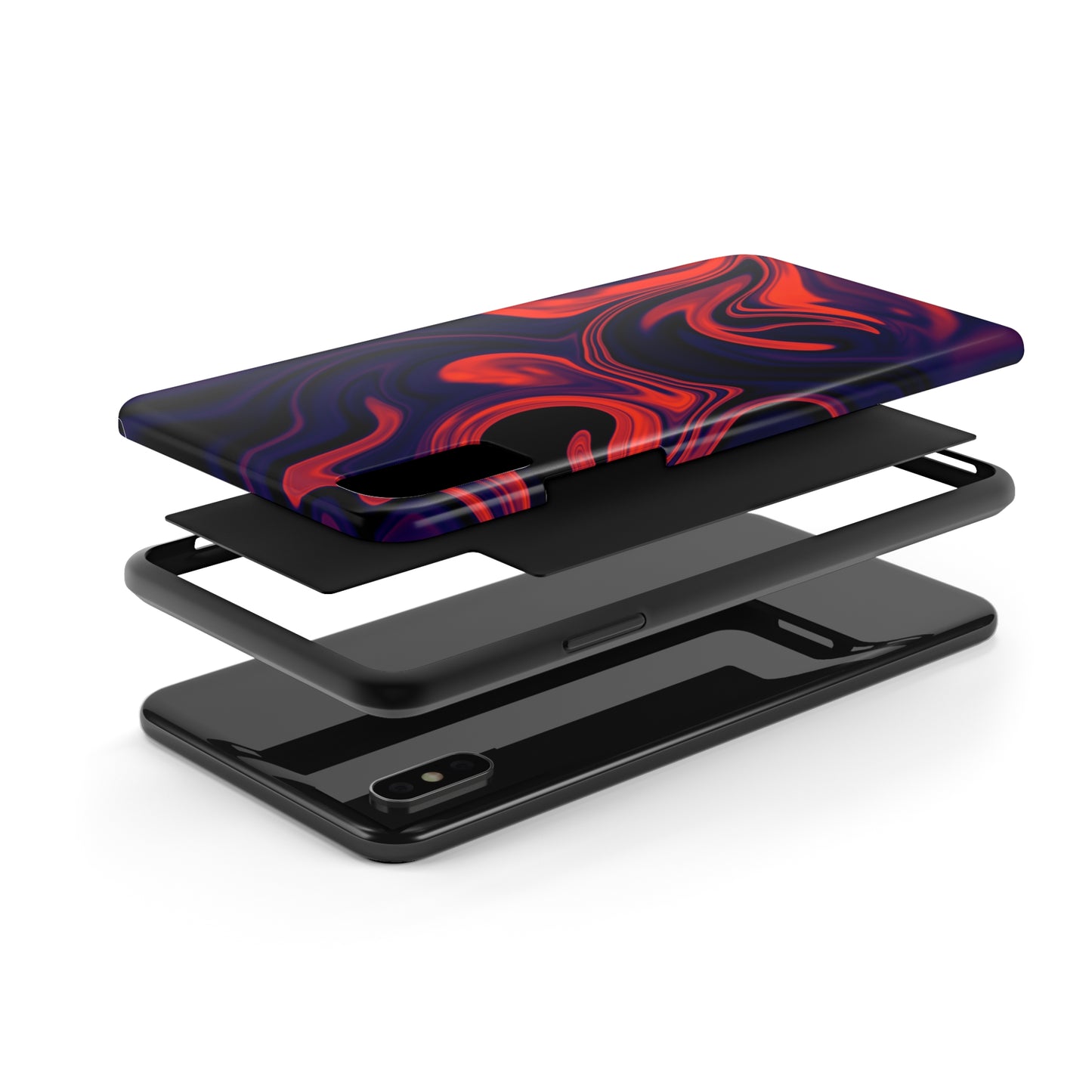 Orange & Navy blue liquid marble pattern Tough Case