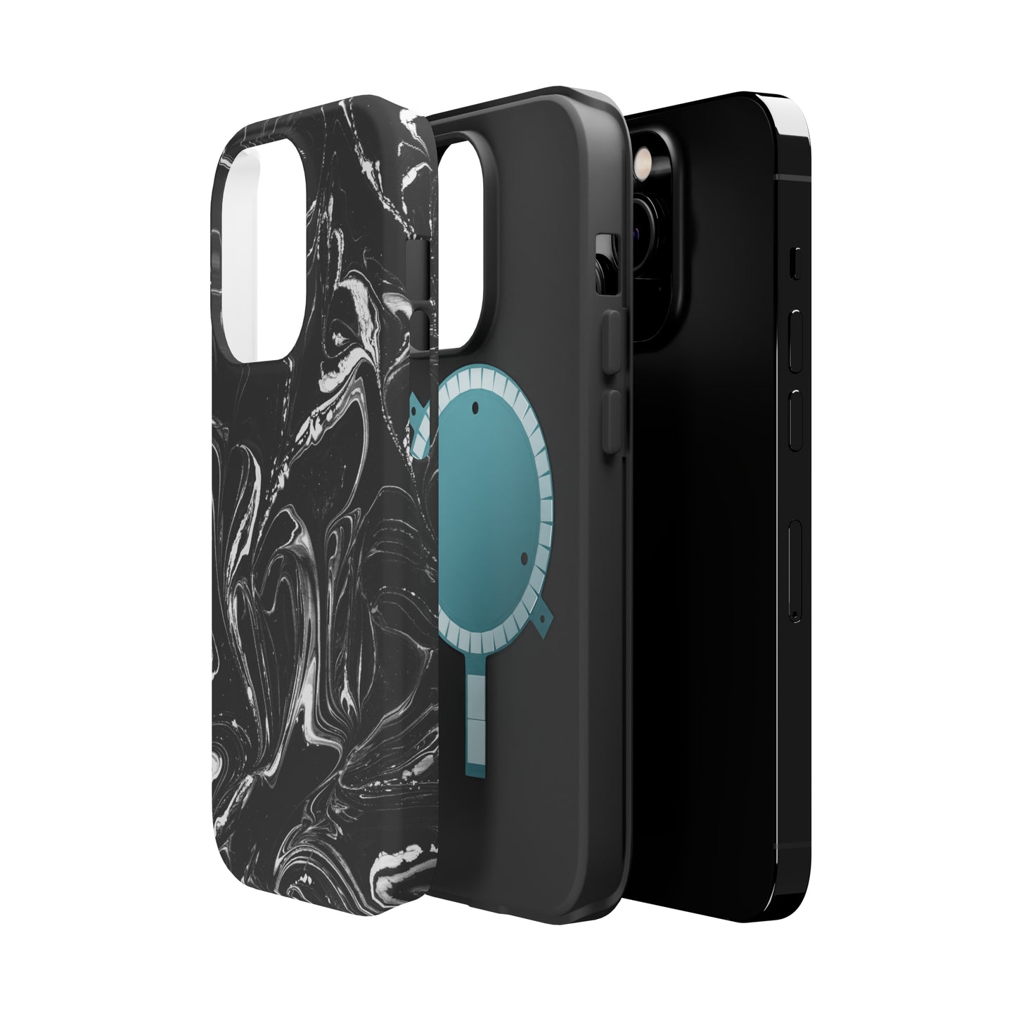 Grey & White liquid paint pattern MagSafe Tough Case