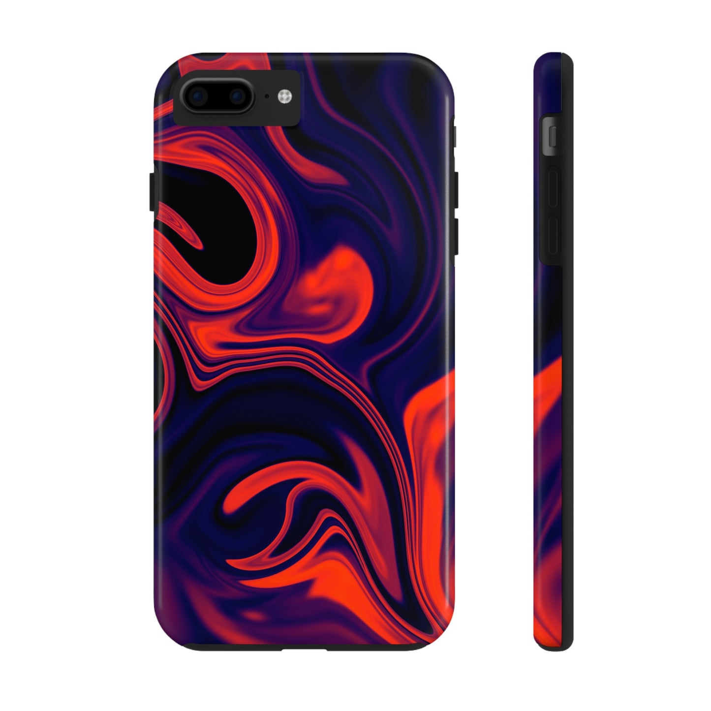 Orange & Navy blue liquid marble pattern Tough Case