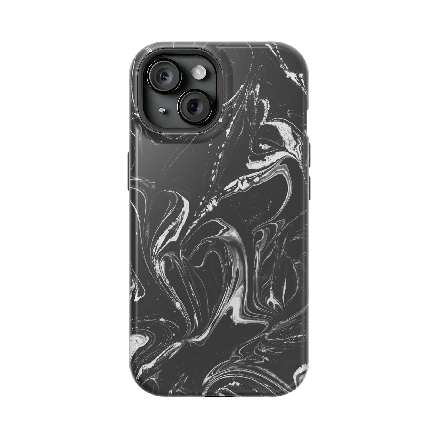 Grey & White liquid paint pattern MagSafe Tough Case